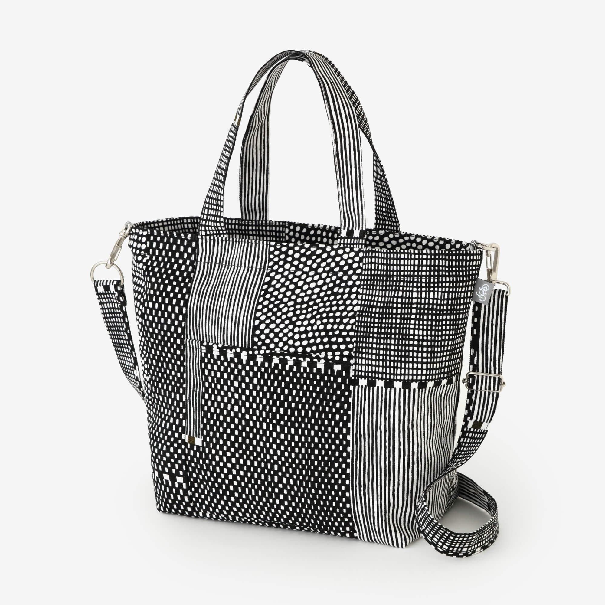 2WAY BIKE Tote / Lines and Dots Ink Black