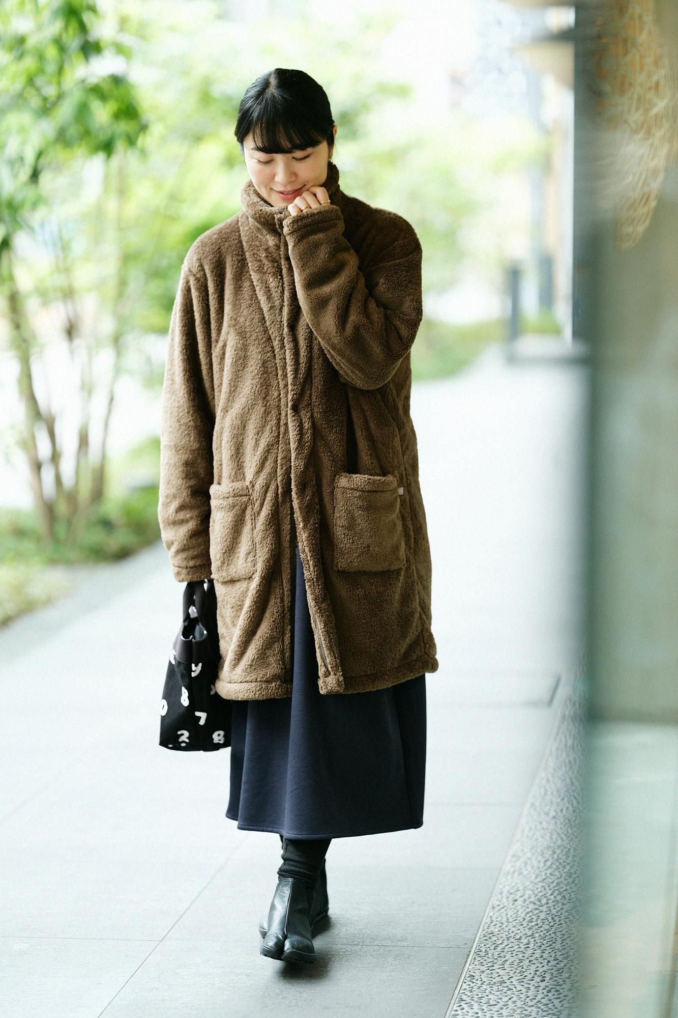 【預購】Soft Thermo(R) 內起絨船領 長袖連身裙 超長版/暗藍色(※預計於12月9日左右發貨)