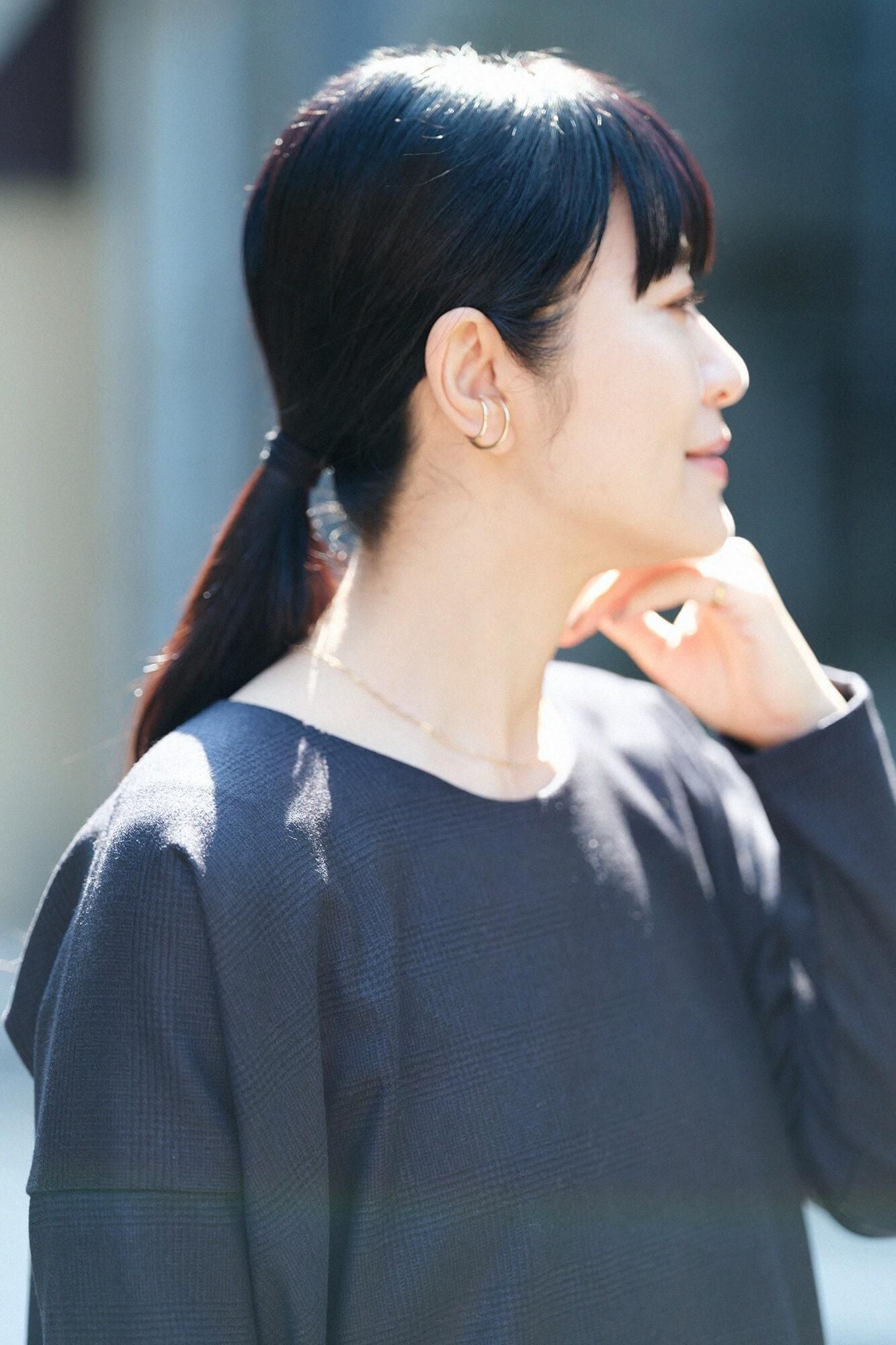 Houndstooth Check Long Sleeve Tunic / Dark Navy