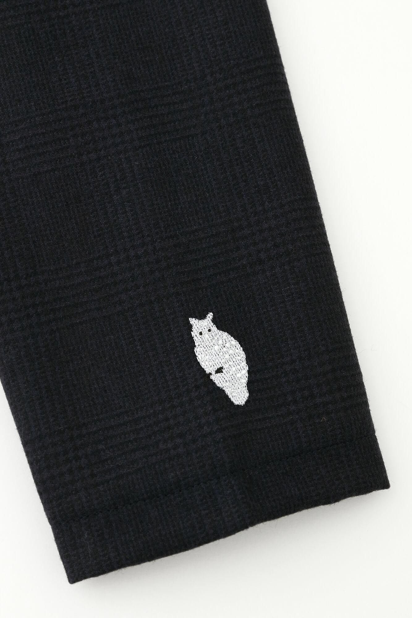 Houndstooth Check Long Sleeve Tunic / Dark Navy