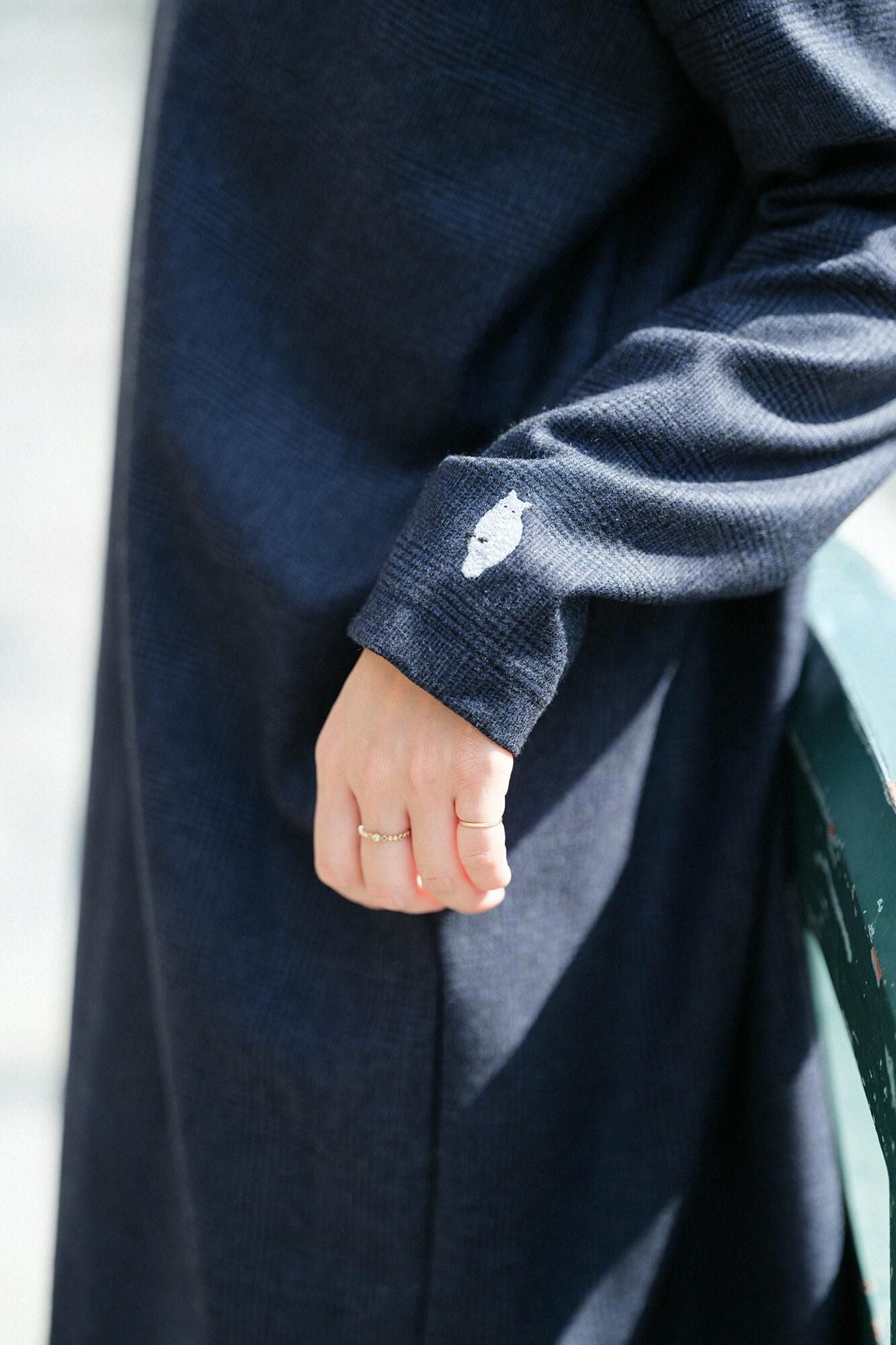 Hound Tooth Check à manches longues tuniques / marron bleu