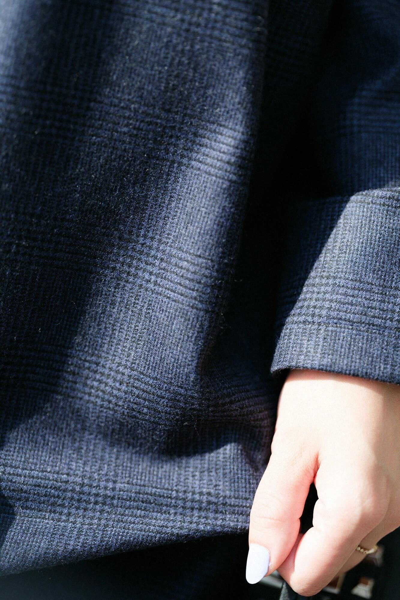 Hound Tooth Check à manches longues tuniques / marron bleu