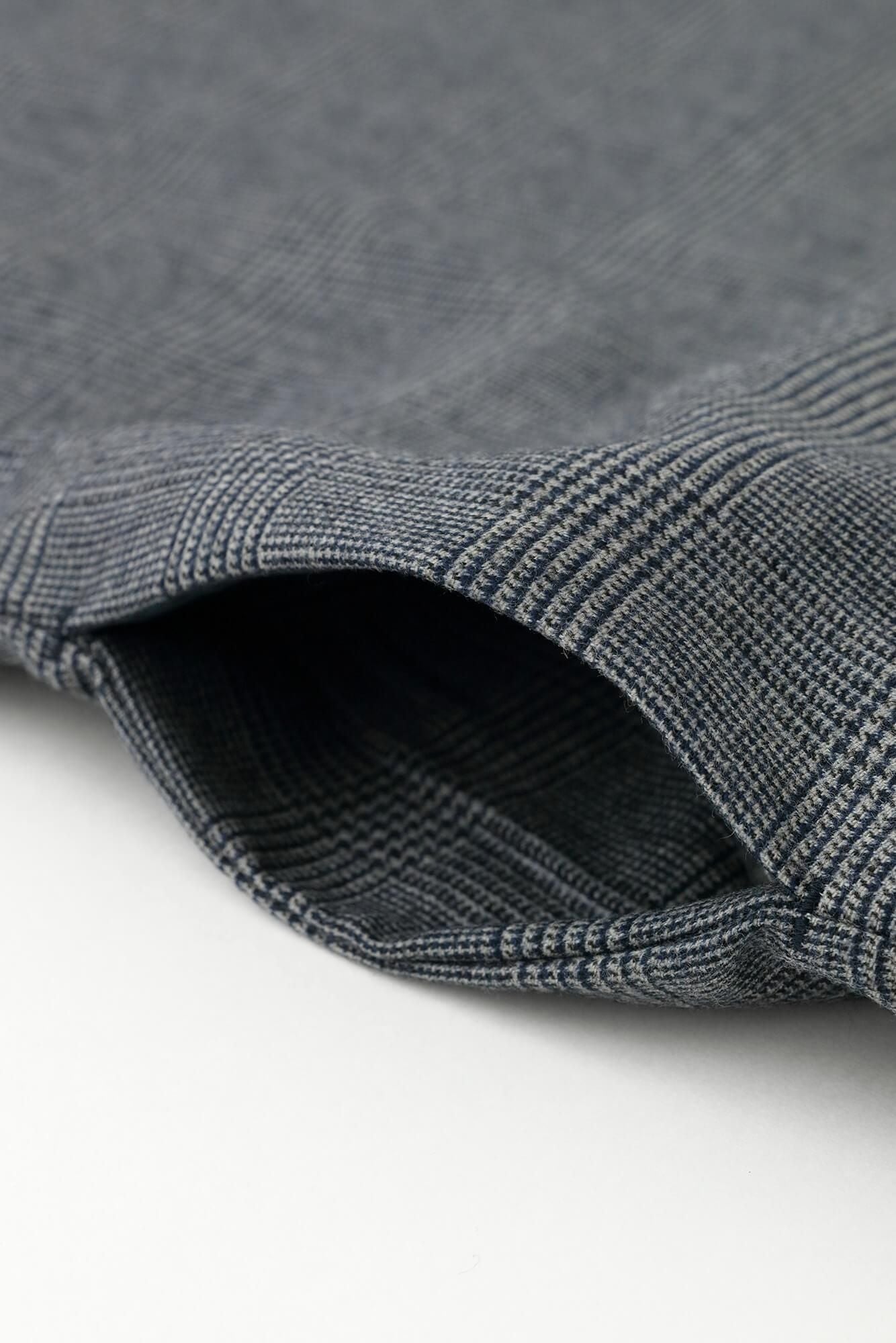 ハウンドトゥースチェック ロングスリーブチュニック/灰青(はいあお)