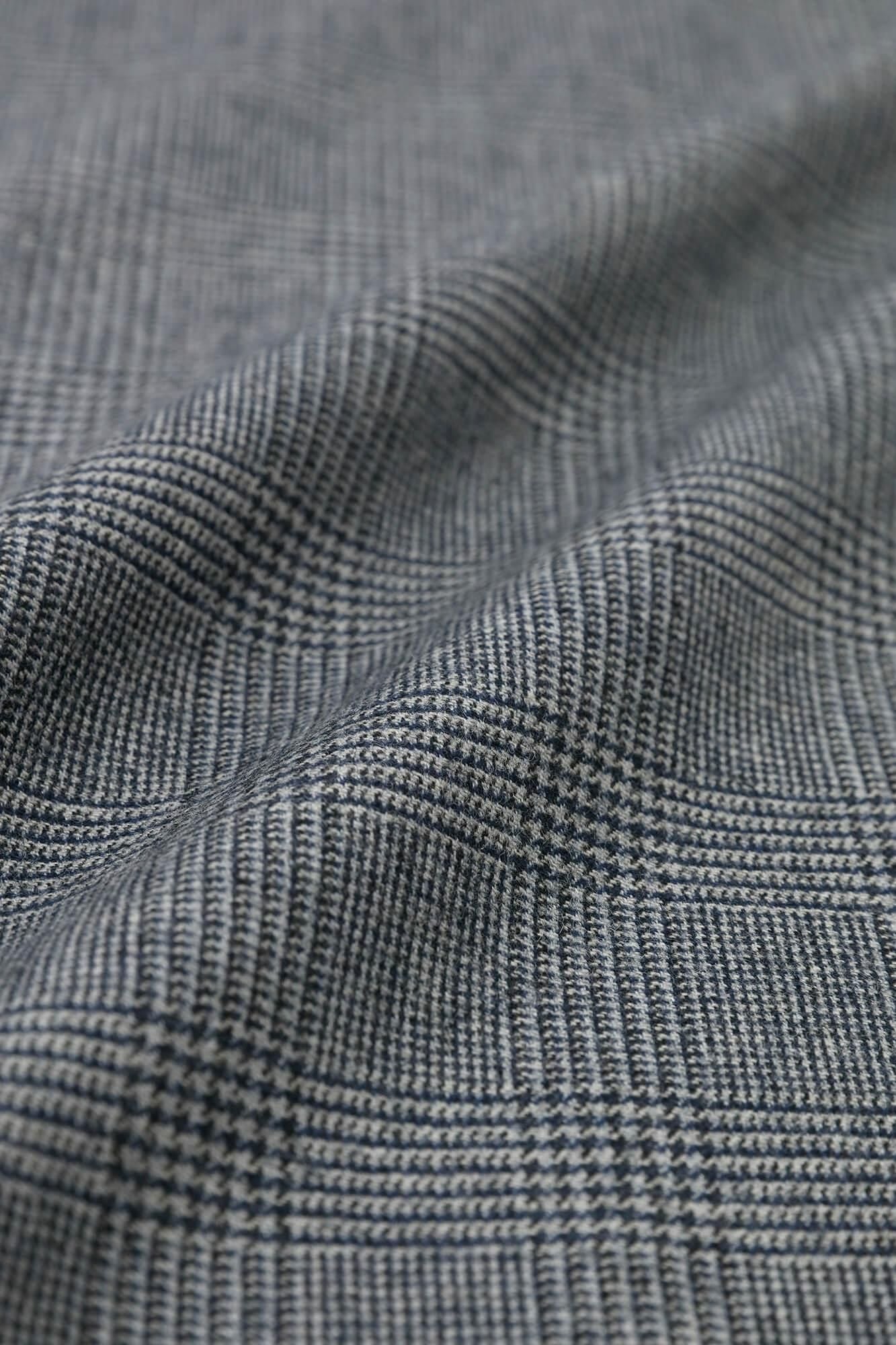 ハウンドトゥースチェック ロングスリーブチュニック/灰青(はいあお)