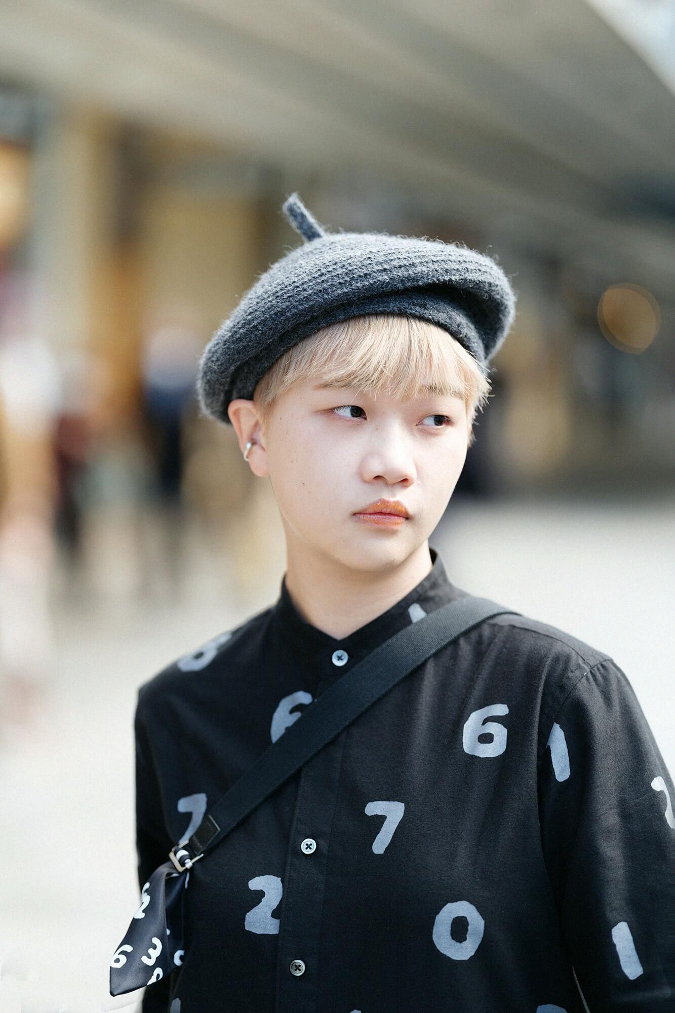 起毛斜紋織 20/20 立領長袖襯衫/SO-SU-U十數 黑色