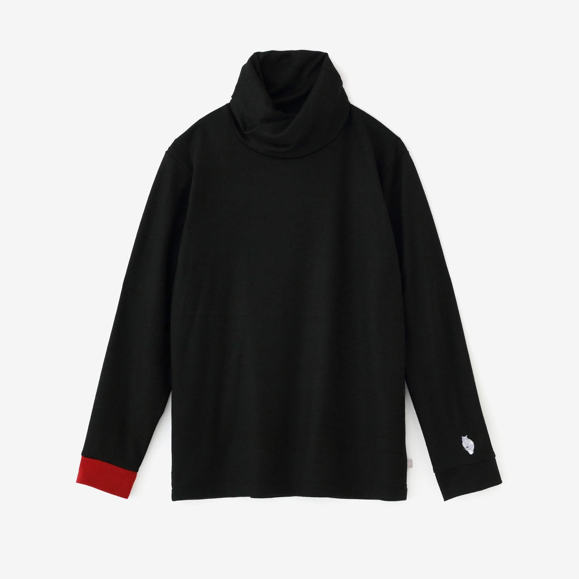 ぷるそ 予約】ウォッシャブルウール天竺 ツイストタートル L/S／濡羽色（ぬれ