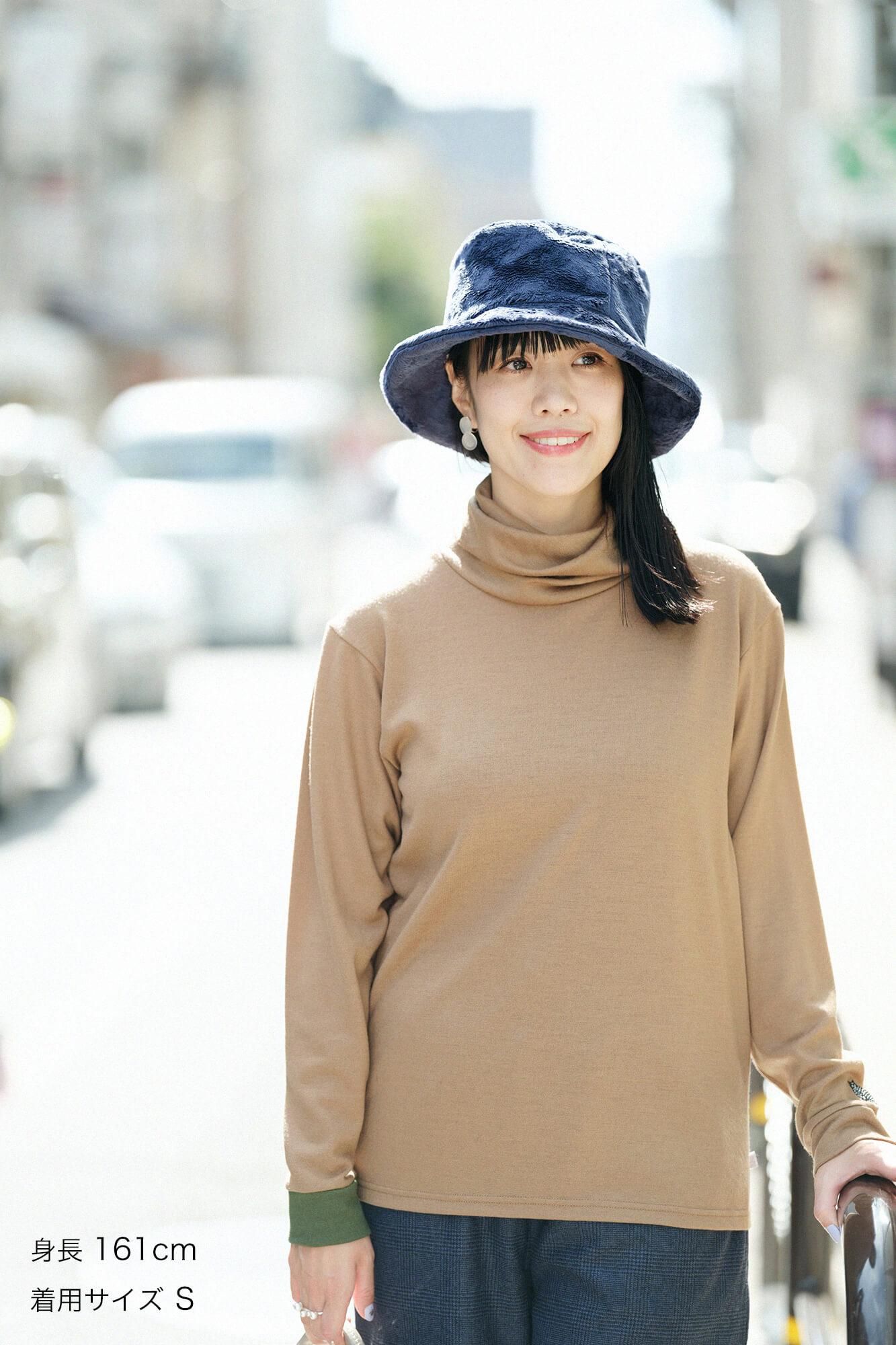 【預購】平針織 可洗羊毛 造型高領L/S長版上衣/淺棕色(※預計於12月9日左右發貨)