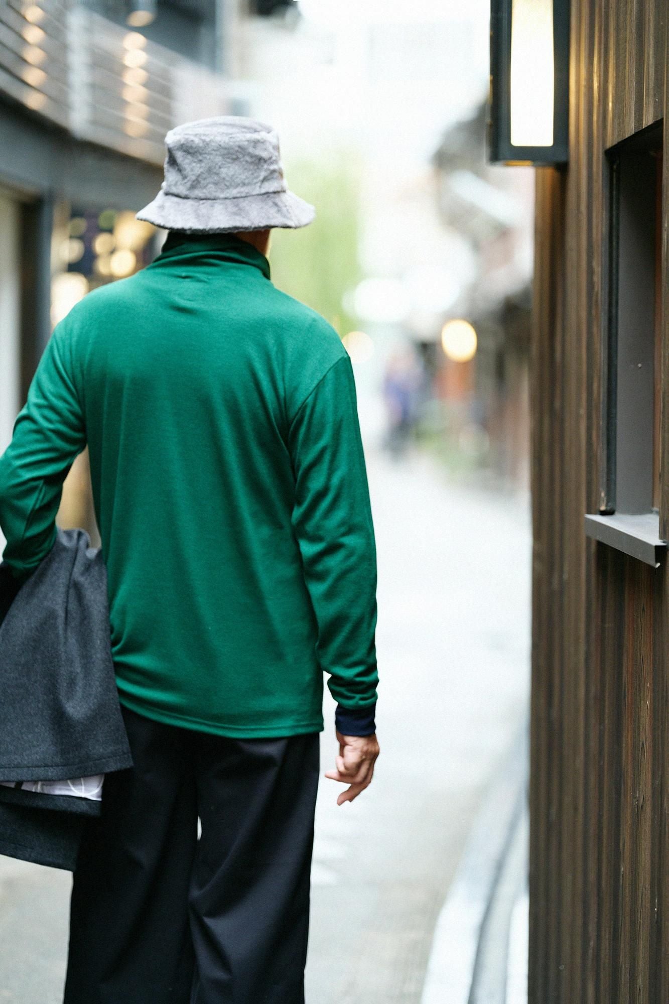 【預購】平針織 可洗羊毛 造型高領L/S長版上衣/千歲綠色(※預計於12月9日左右發貨)