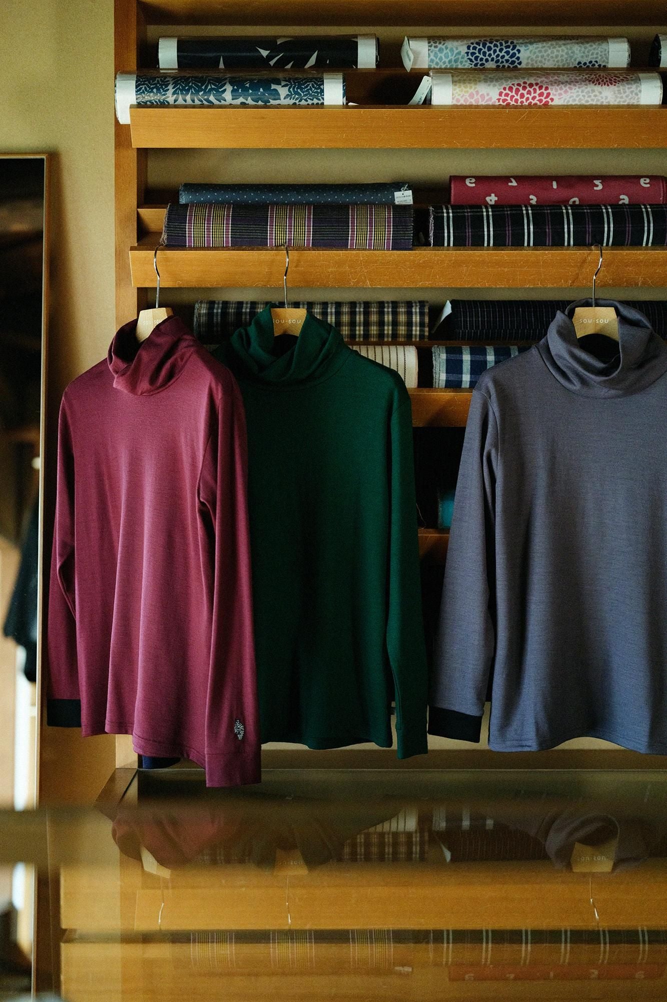 【預購】平針織 可洗羊毛 造型高領L/S長版上衣/千歲綠色(※預計於12月9日左右發貨)