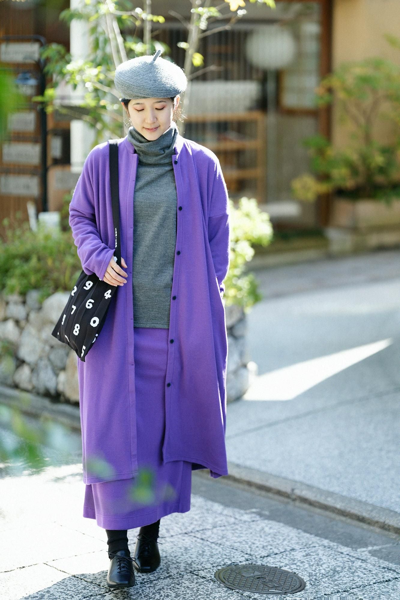 【預購】平針織 可洗羊毛 造型高領L/S長版上衣/深灰色(※預計於12月9日左右發貨)