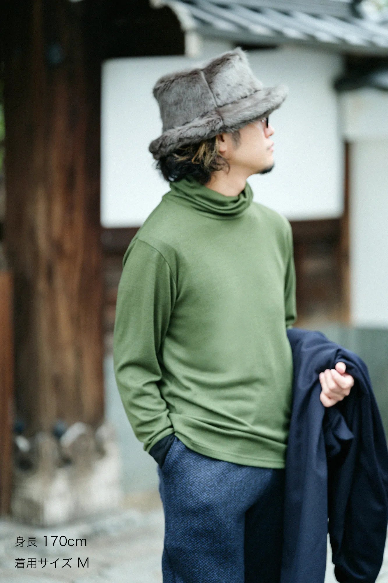 【預購】平針織 可洗羊毛 造型高領L/S長版上衣/橄欖綠(※預計於12月9日左右發貨)