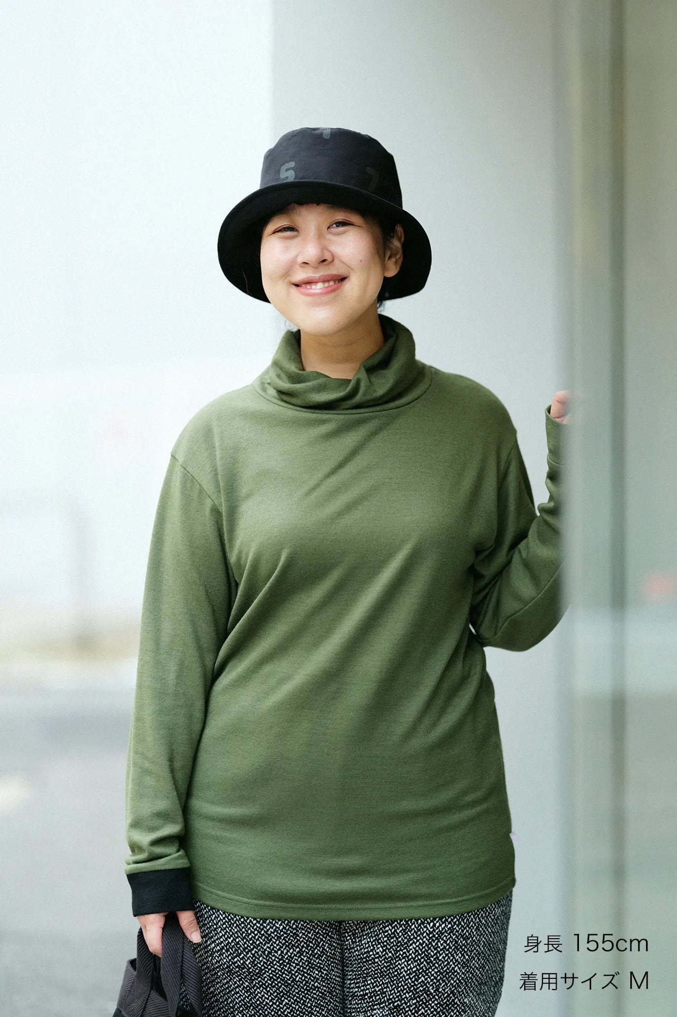 【預購】平針織 可洗羊毛 造型高領L/S長版上衣/橄欖綠(※預計於12月9日左右發貨)