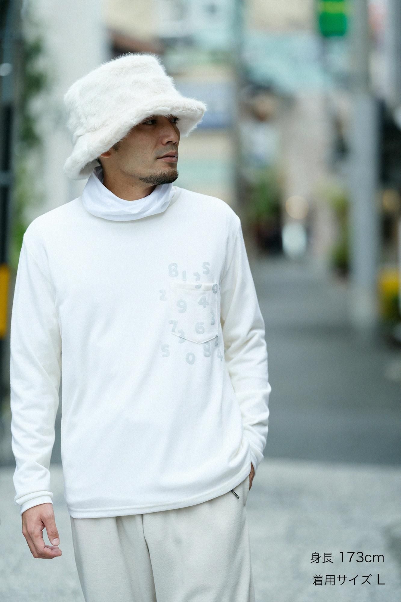 ウォッシャブルウール天竺 長袖ポケットTシャツ/鳥の子色(とりのこいろ)