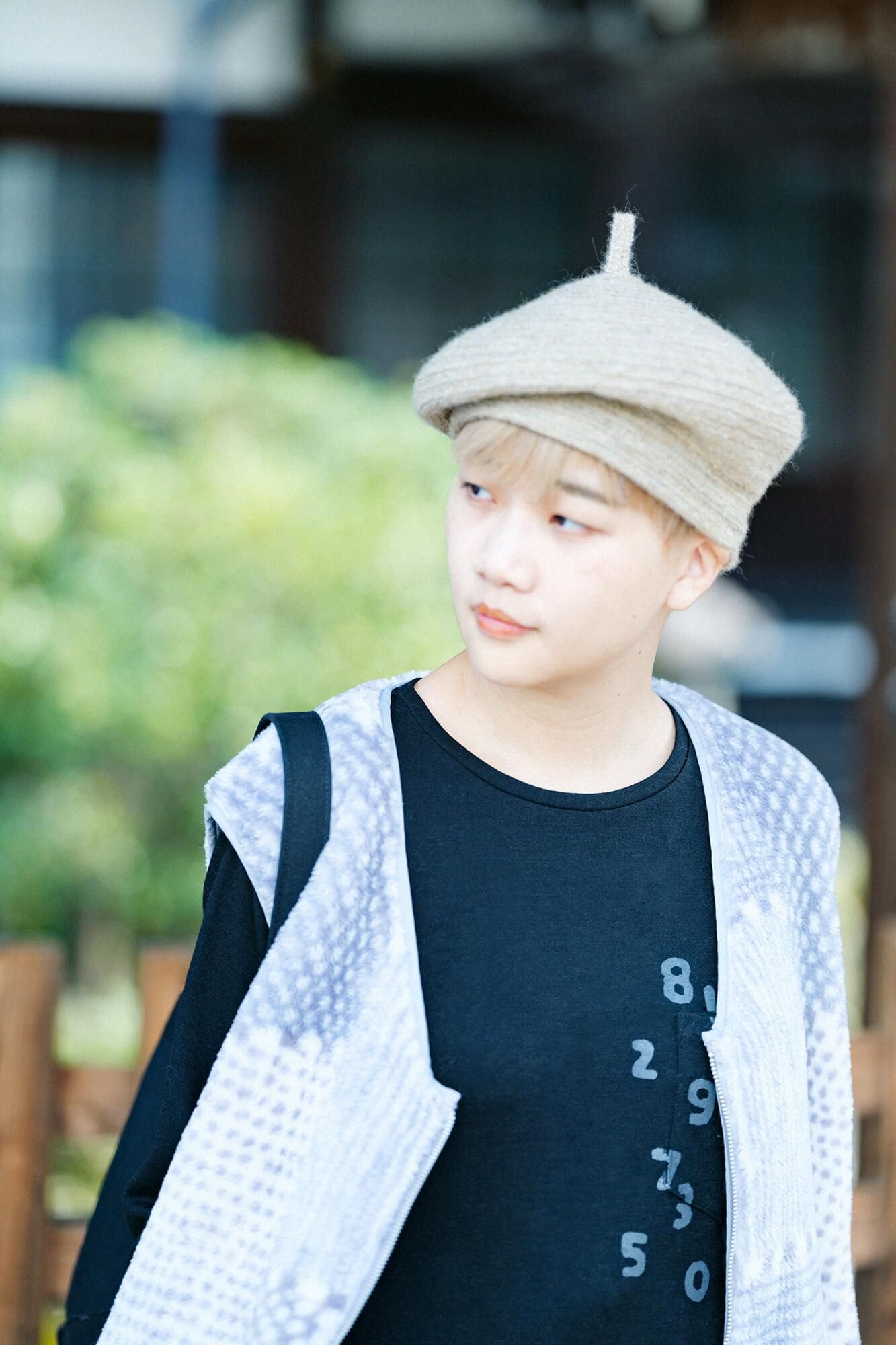 ウォッシャブルウール天竺 長袖ポケットTシャツ/濡羽色(ぬればいろ)