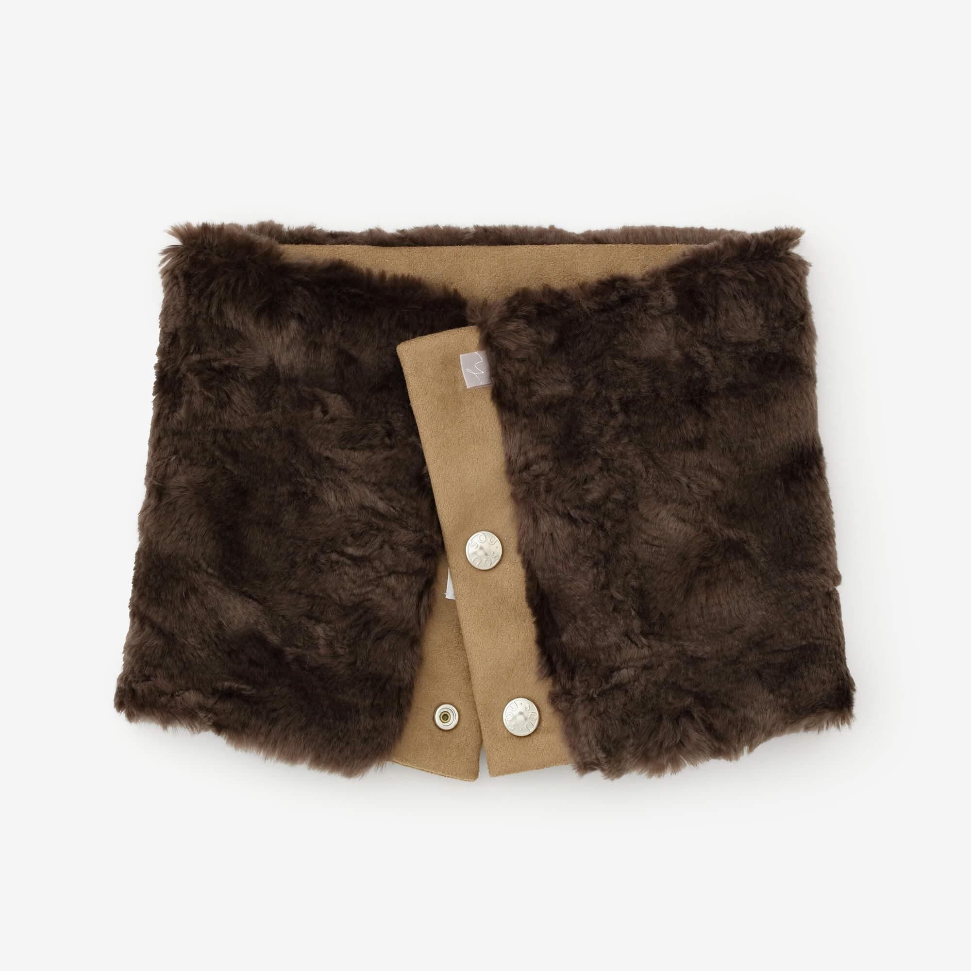 【預購】人造毛皮 雙面用短圍巾/焦糖色×棕色(※預計於12月9日左右發貨)