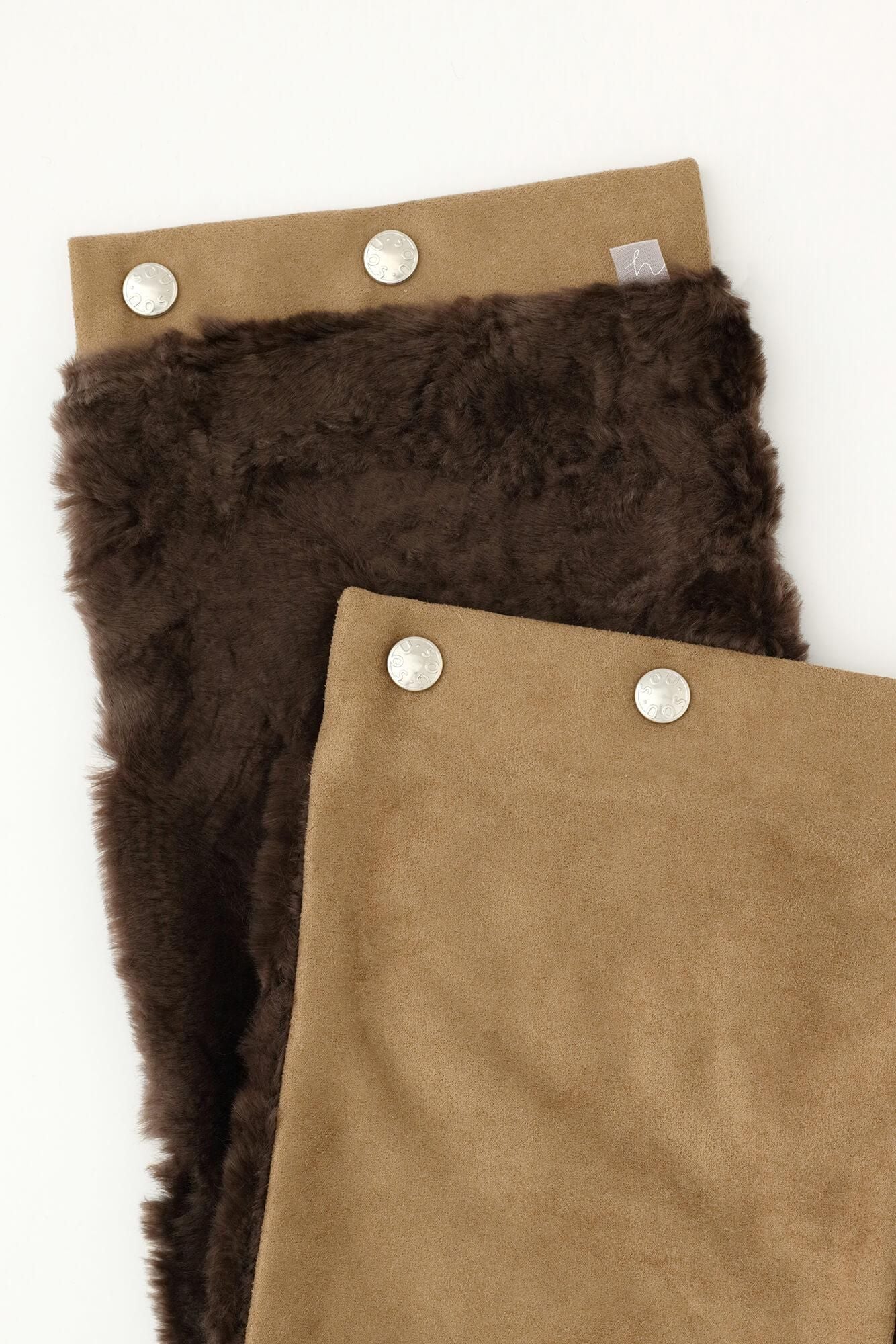 【預購】人造毛皮 雙面用短圍巾/焦糖色×棕色(※預計於12月9日左右發貨)