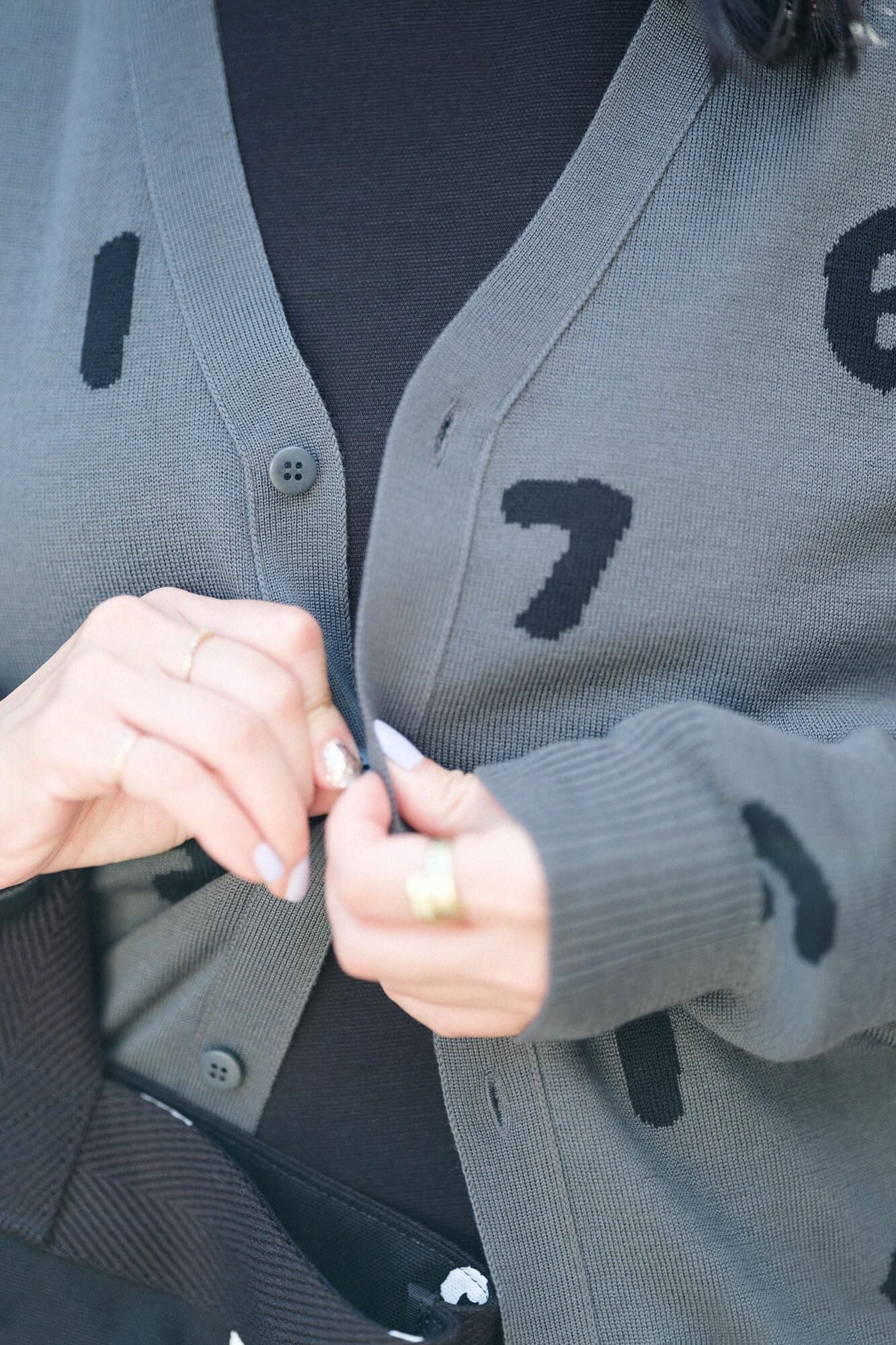 Super 140's Jacquard-Cardigan/SO-SU-U Dunkle Asche