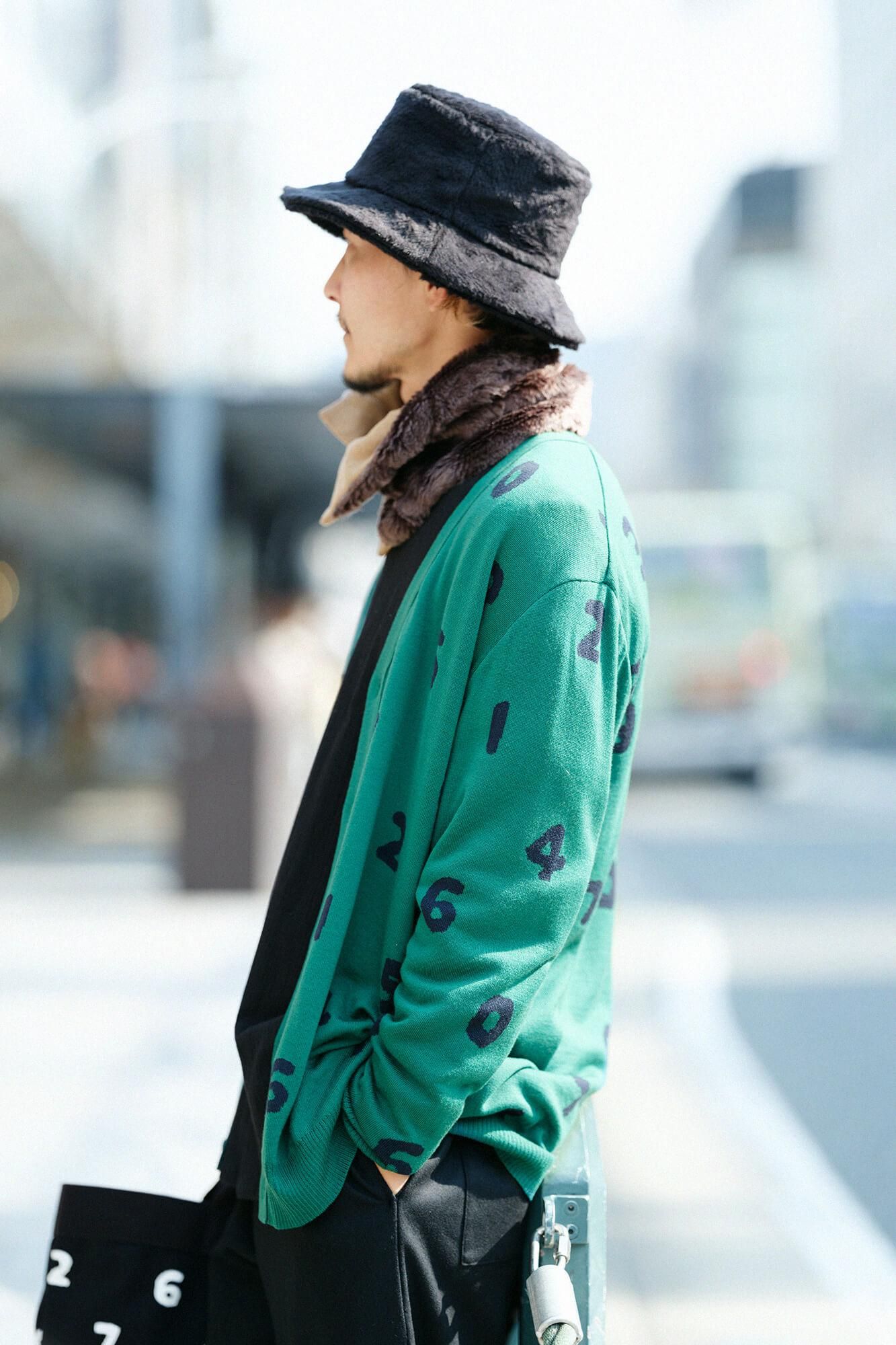 Super 140's Jacquard-Cardigan/SO-SU-U Tokiwa-Farbe