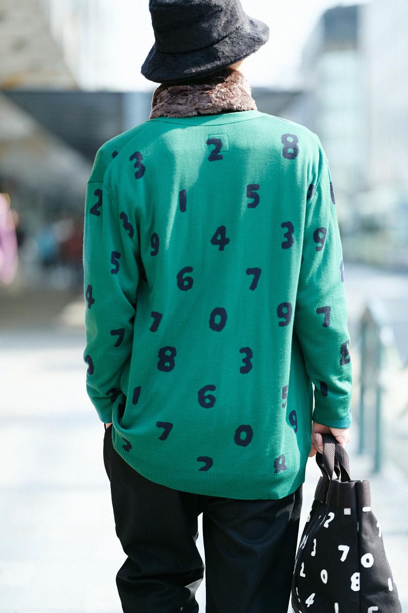 Super 140's Jacquard-Cardigan/SO-SU-U Tokiwa-Farbe