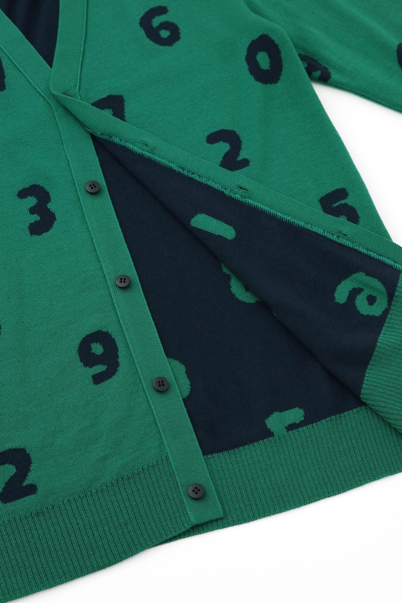 Super 140's Jacquard-Cardigan/SO-SU-U Tokiwa-Farbe