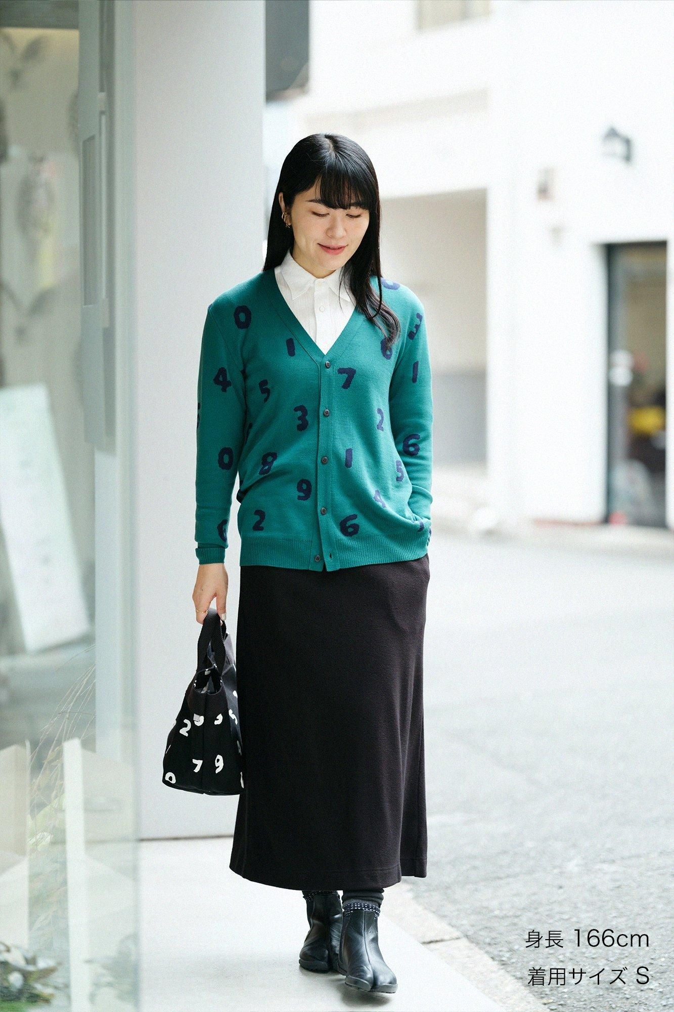 Super 140's Jacquard-Cardigan/SO-SU-U Tokiwa-Farbe