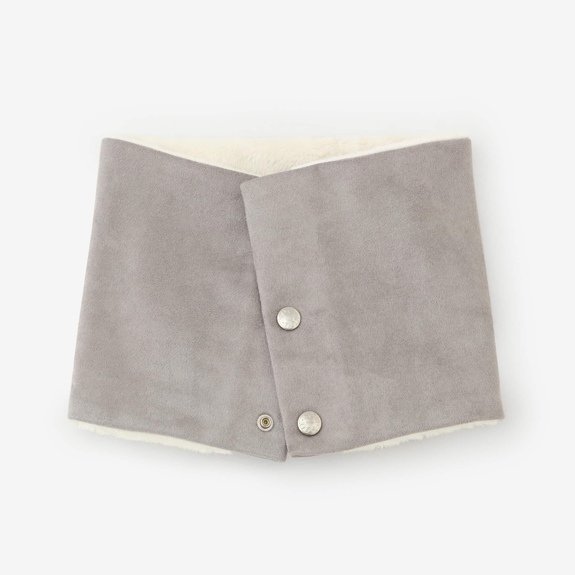 【預購】人造毛皮 雙面用短圍巾/櫻灰色×白色(※預計於12月9日左右發貨)