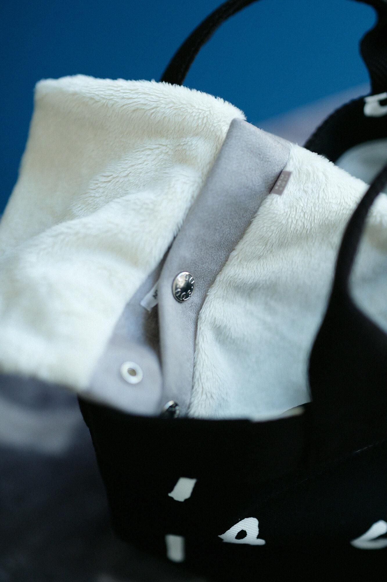 【預購】人造毛皮 雙面用短圍巾/櫻灰色×白色(※預計於12月9日左右發貨)