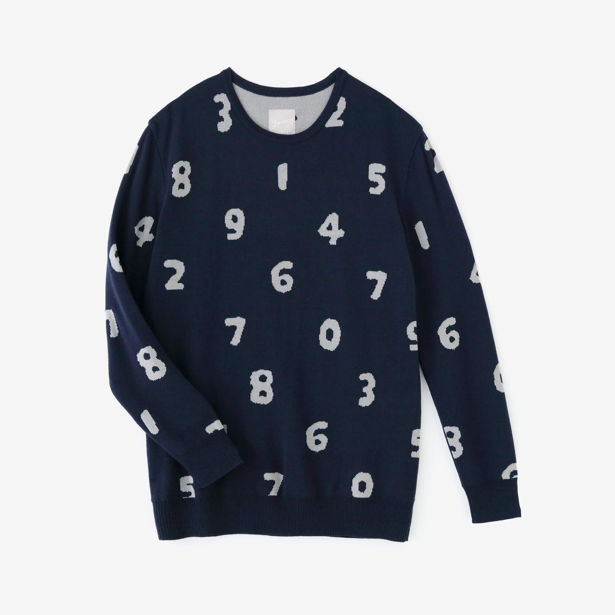 Super 140의 Jacquard Crew Neck Knit/SO-SU-U 남색