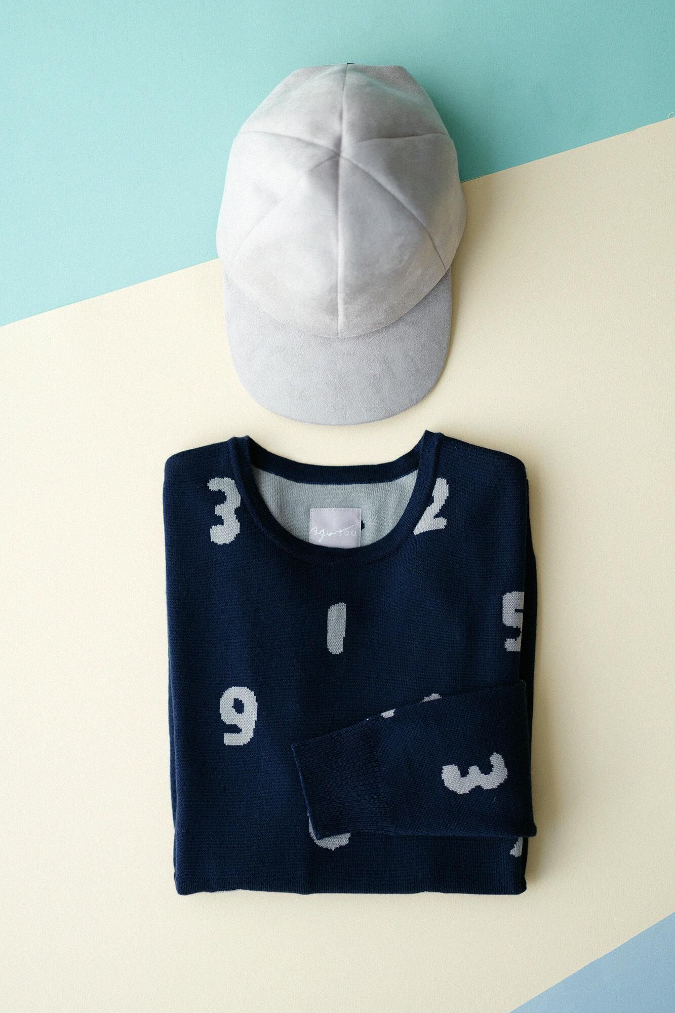 Super 140의 Jacquard Crew Neck Knit/SO-SU-U 남색