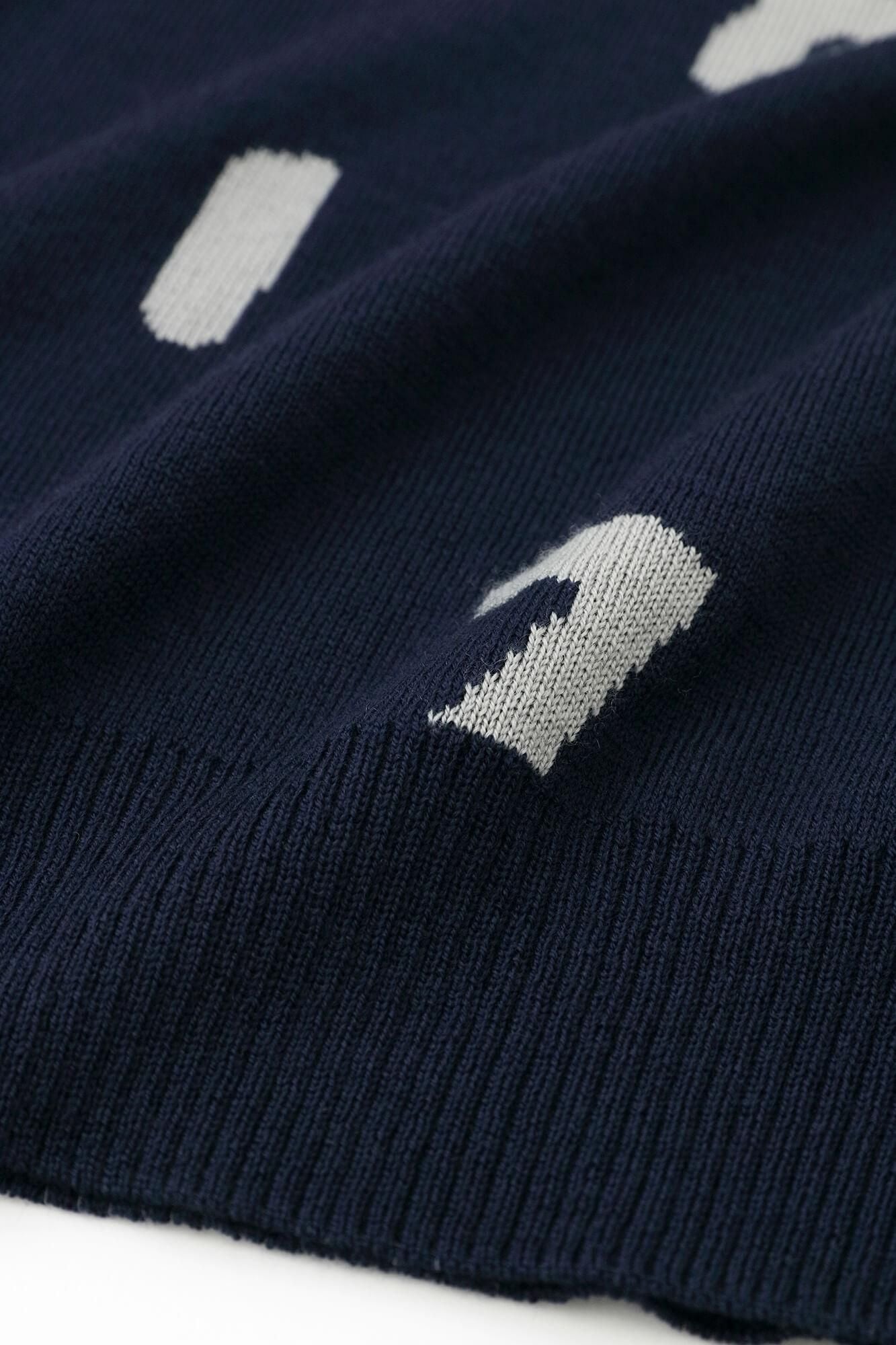 Super 140의 Jacquard Crew Neck Knit/SO-SU-U 남색