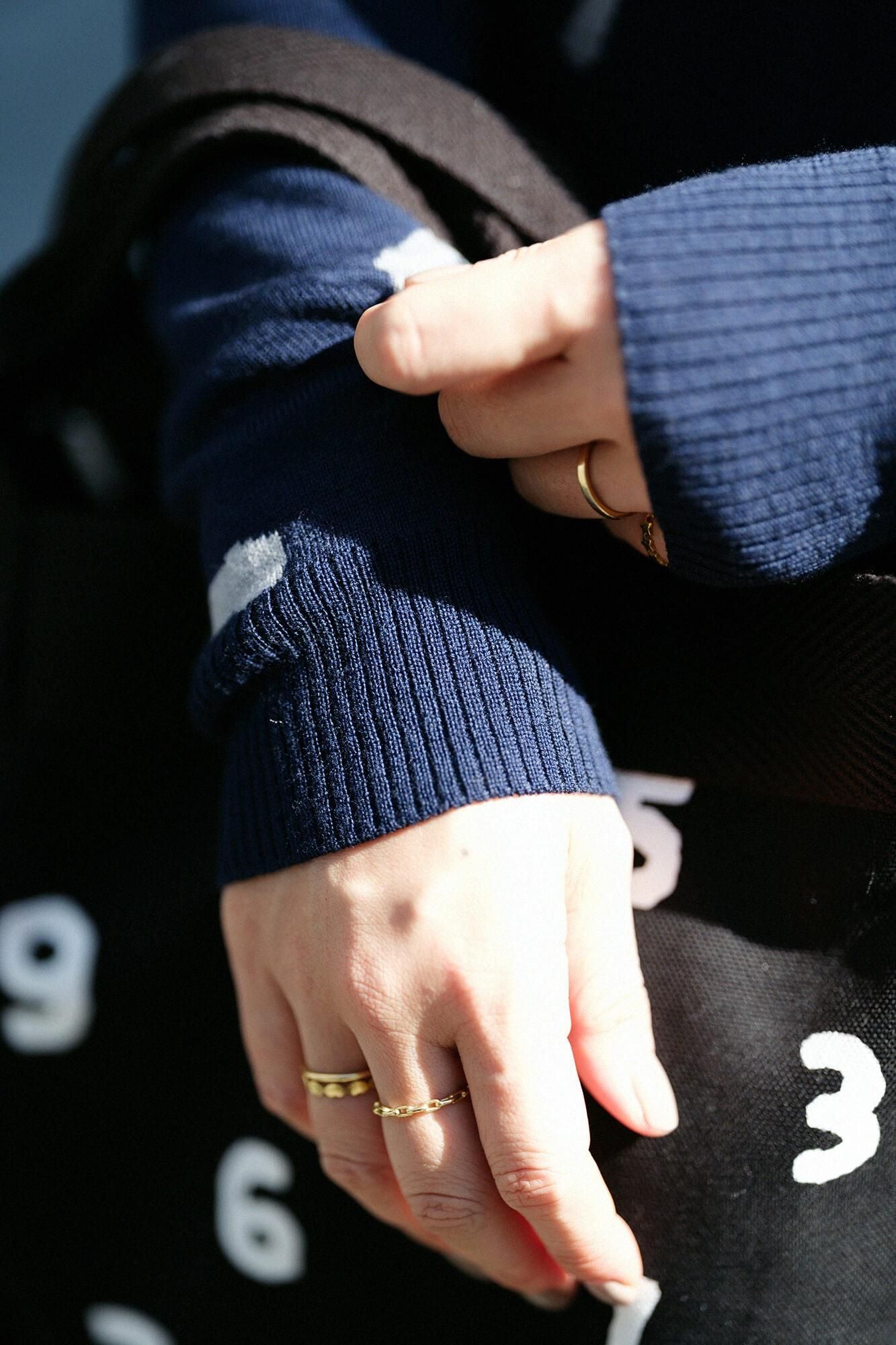 Super 140의 Jacquard Crew Neck Knit/SO-SU-U 남색