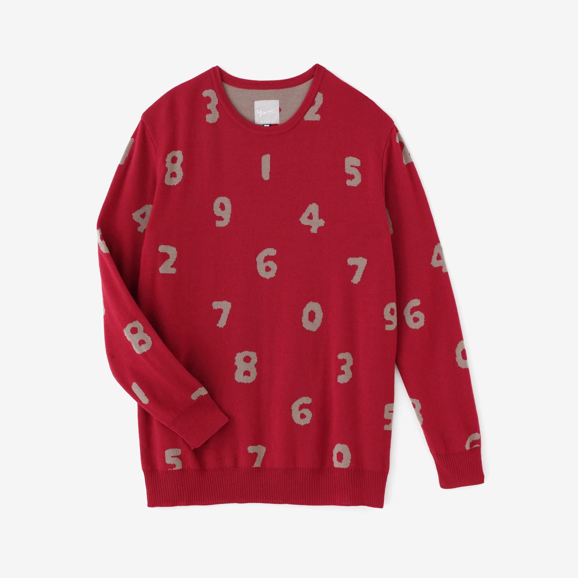 Super 140's Jacquard-Strickpullover mit Rundhalsausschnitt/SO-SU-U Dunkelbraun