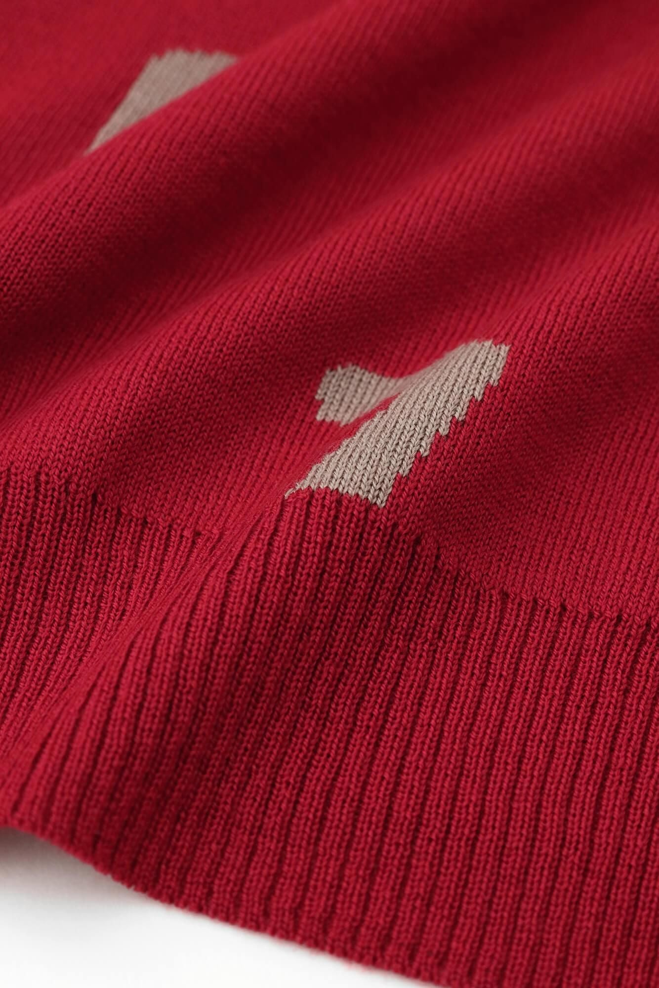 Super 140's Jacquard-Strickpullover mit Rundhalsausschnitt/SO-SU-U Dunkelbraun