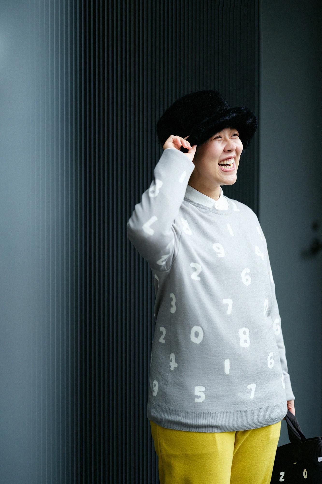 Super 140의 Jacquard Crew Neck Knit/SO-SU-U 쥐 (Snezu)