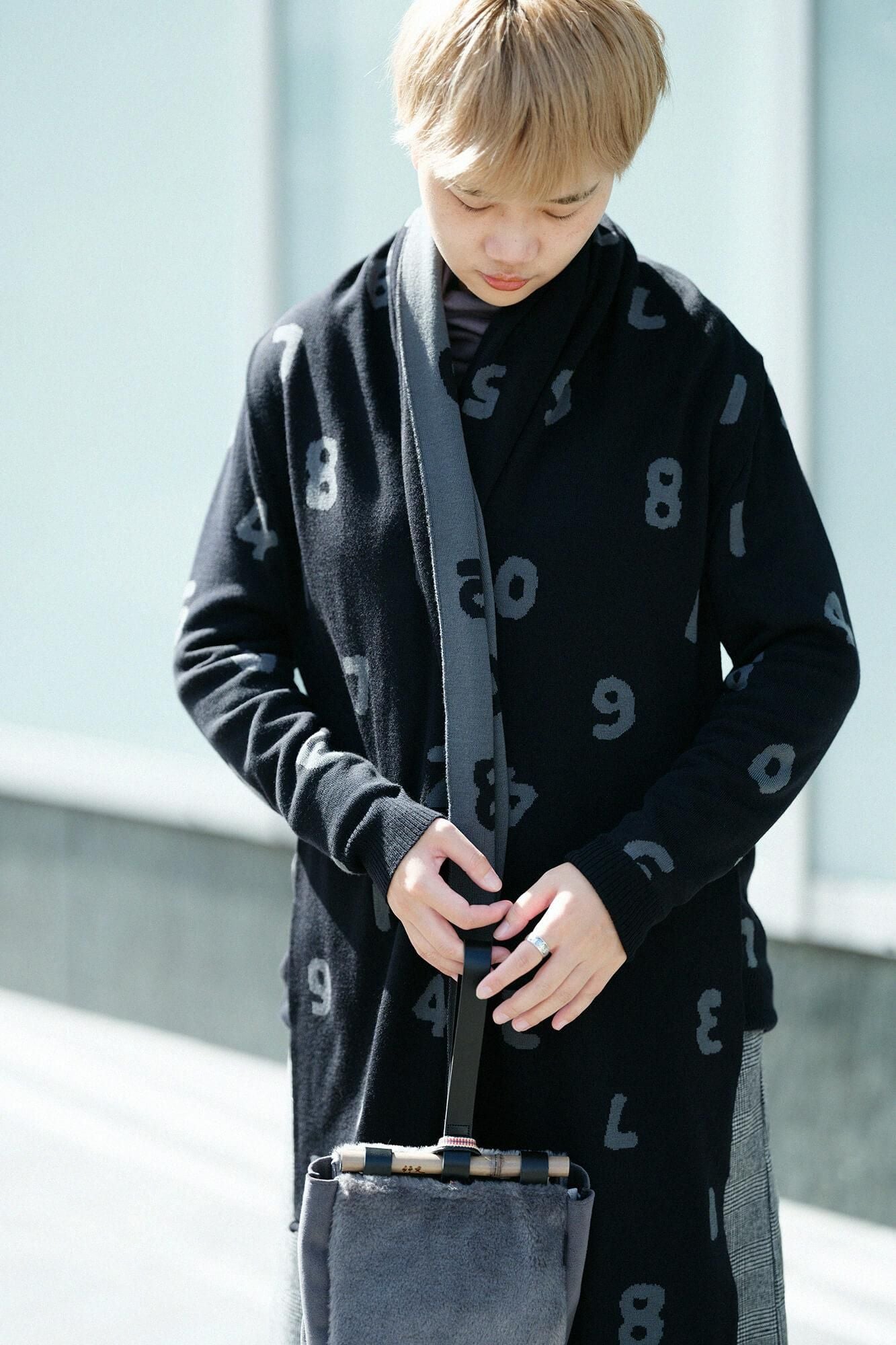 スーパー140'sジャカード マフラー/SO-SU-U 濡羽色(ぬればいろ)