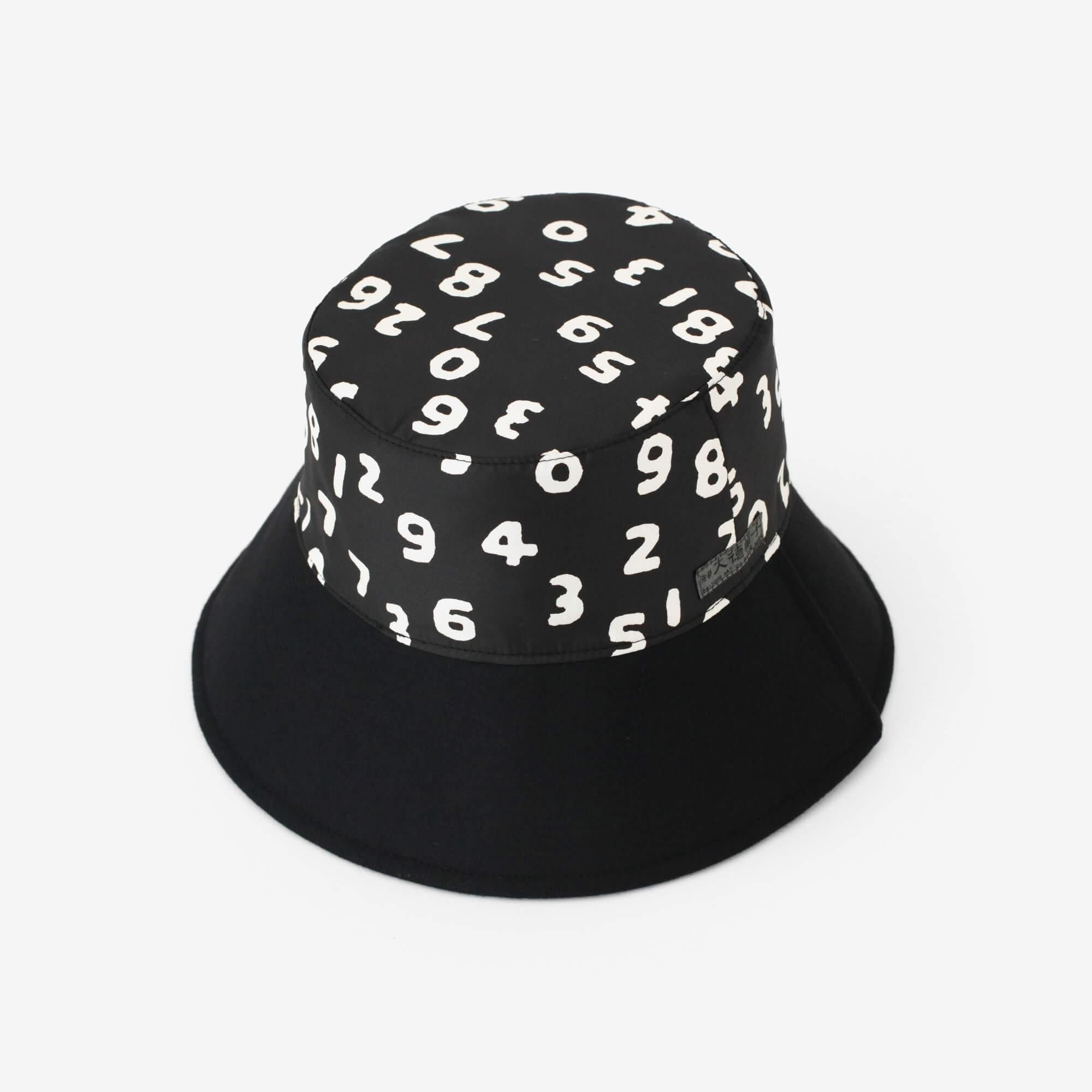 Super 100's 法蘭絨開口漁夫帽/黑色× SO-SU-U十數 昆