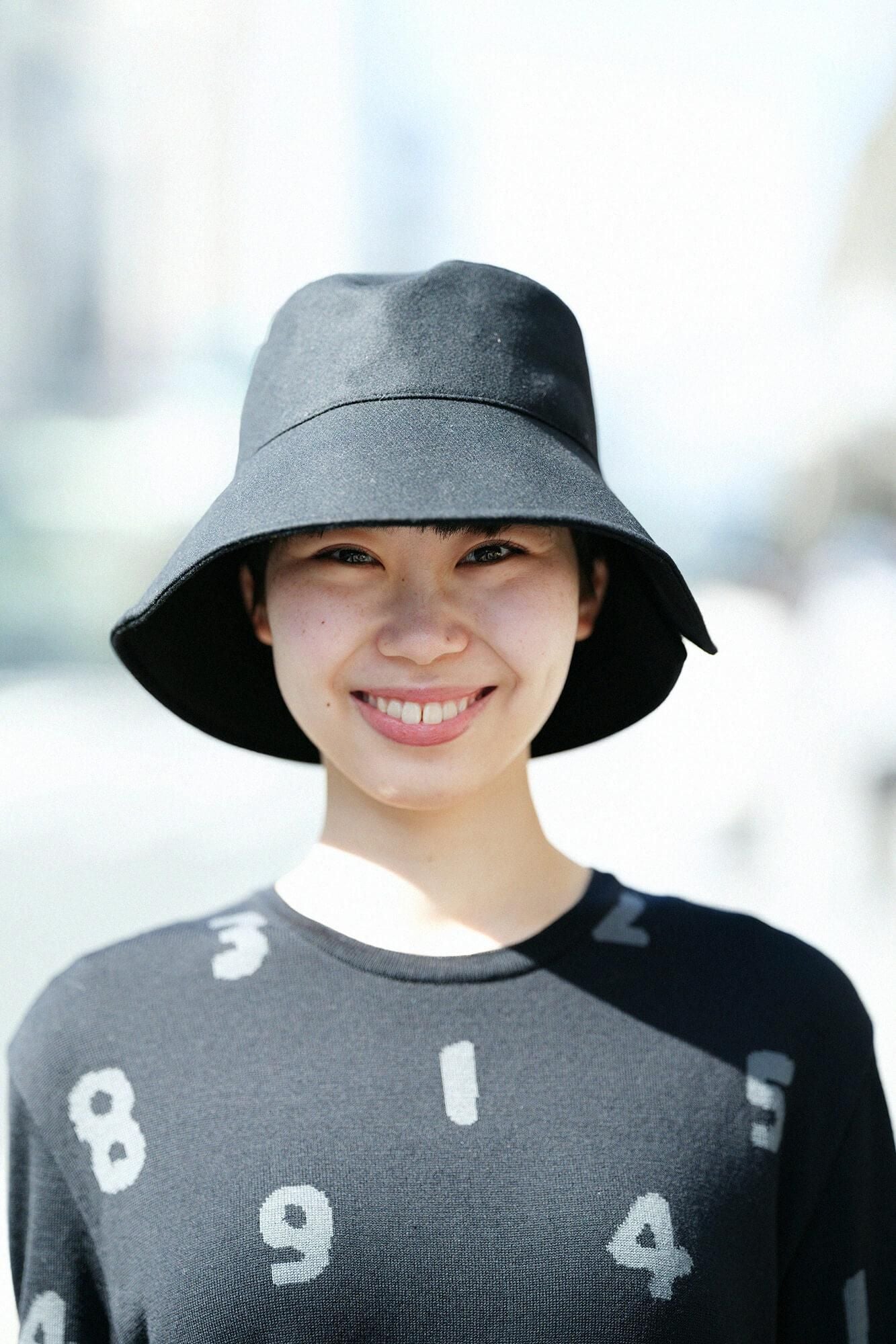 Super 100's 法蘭絨開口漁夫帽/黑色× SO-SU-U十數 昆