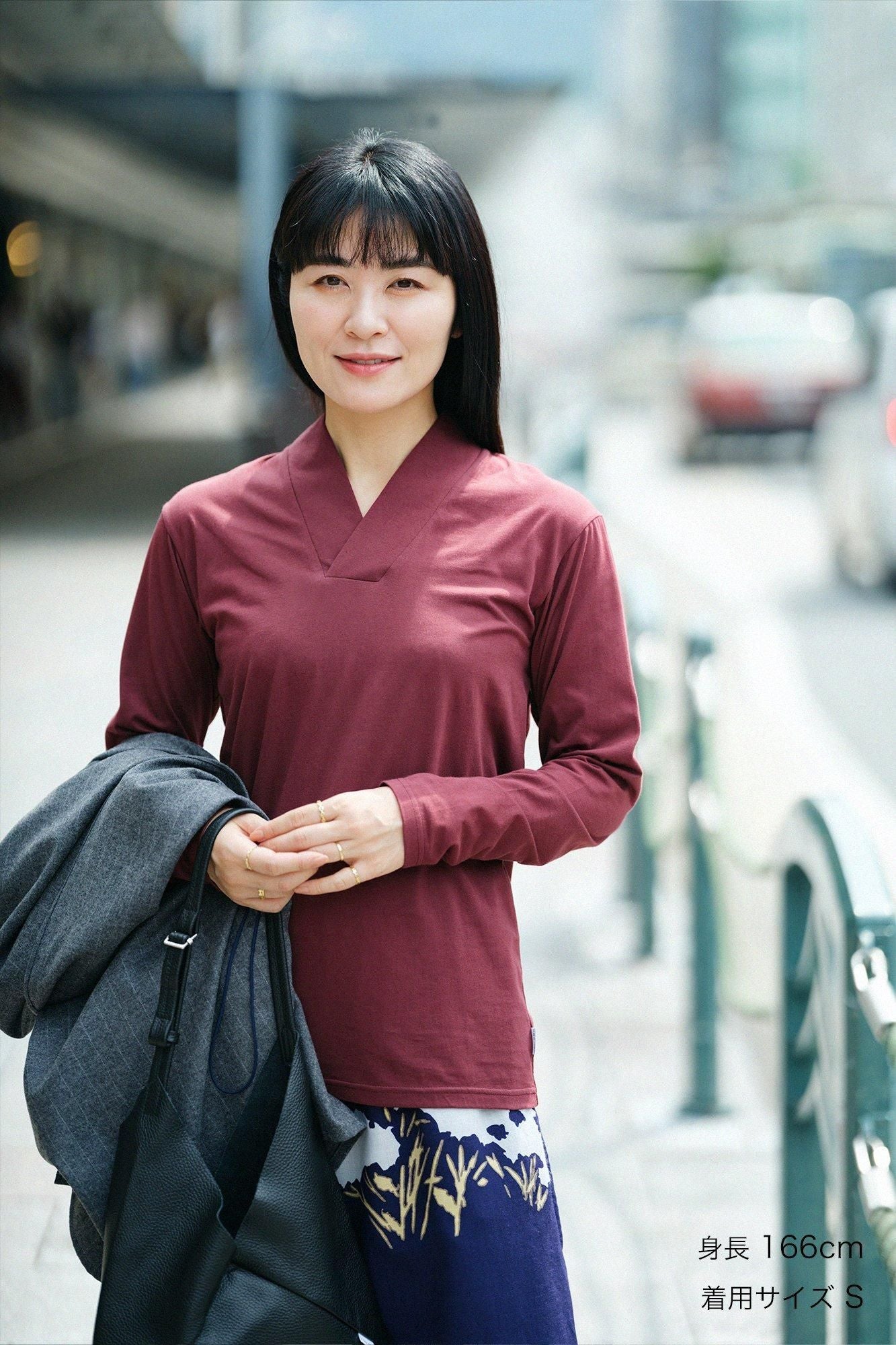 Corcoran狹風靡 和服領上衣 拔衣紋/磚紅色