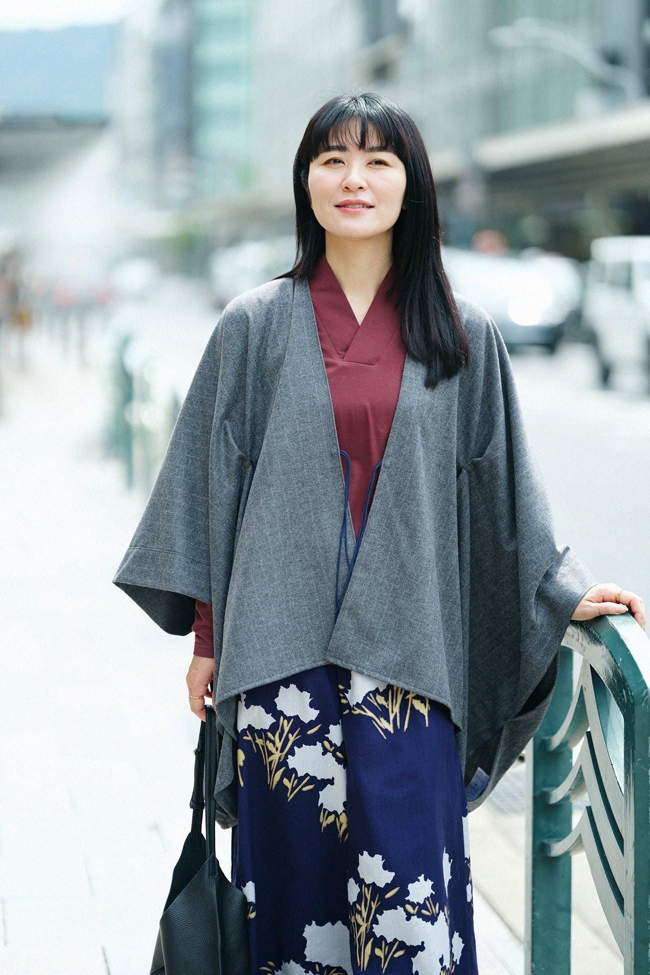 Corcoran狹風靡 和服領上衣 拔衣紋/磚紅色