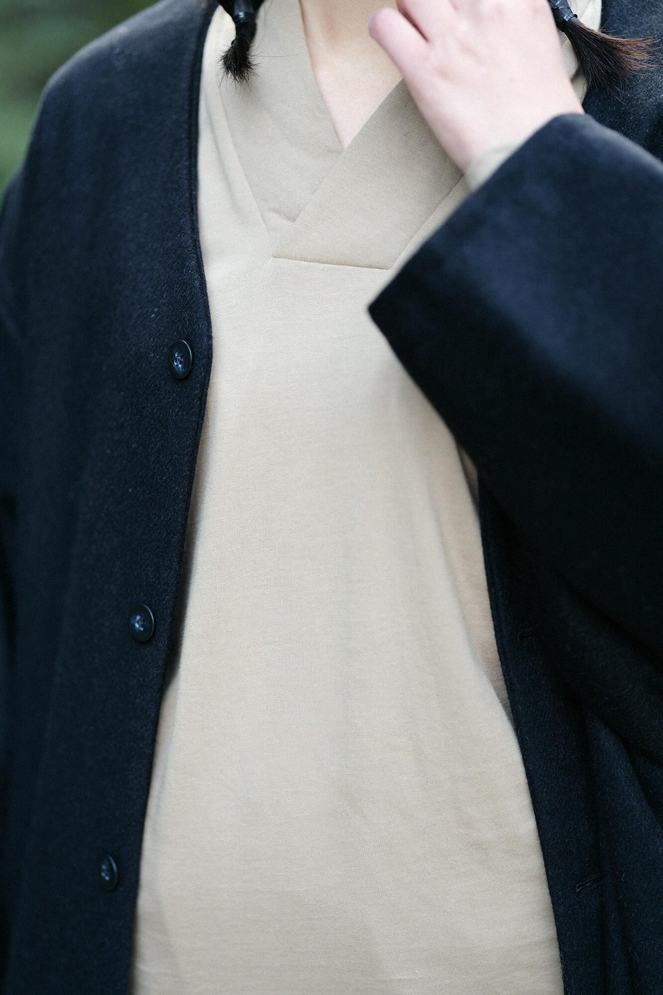 Corcoran Seba Fubi Kimono Collar Shirt Nukiemon / Light Yellowish Beige