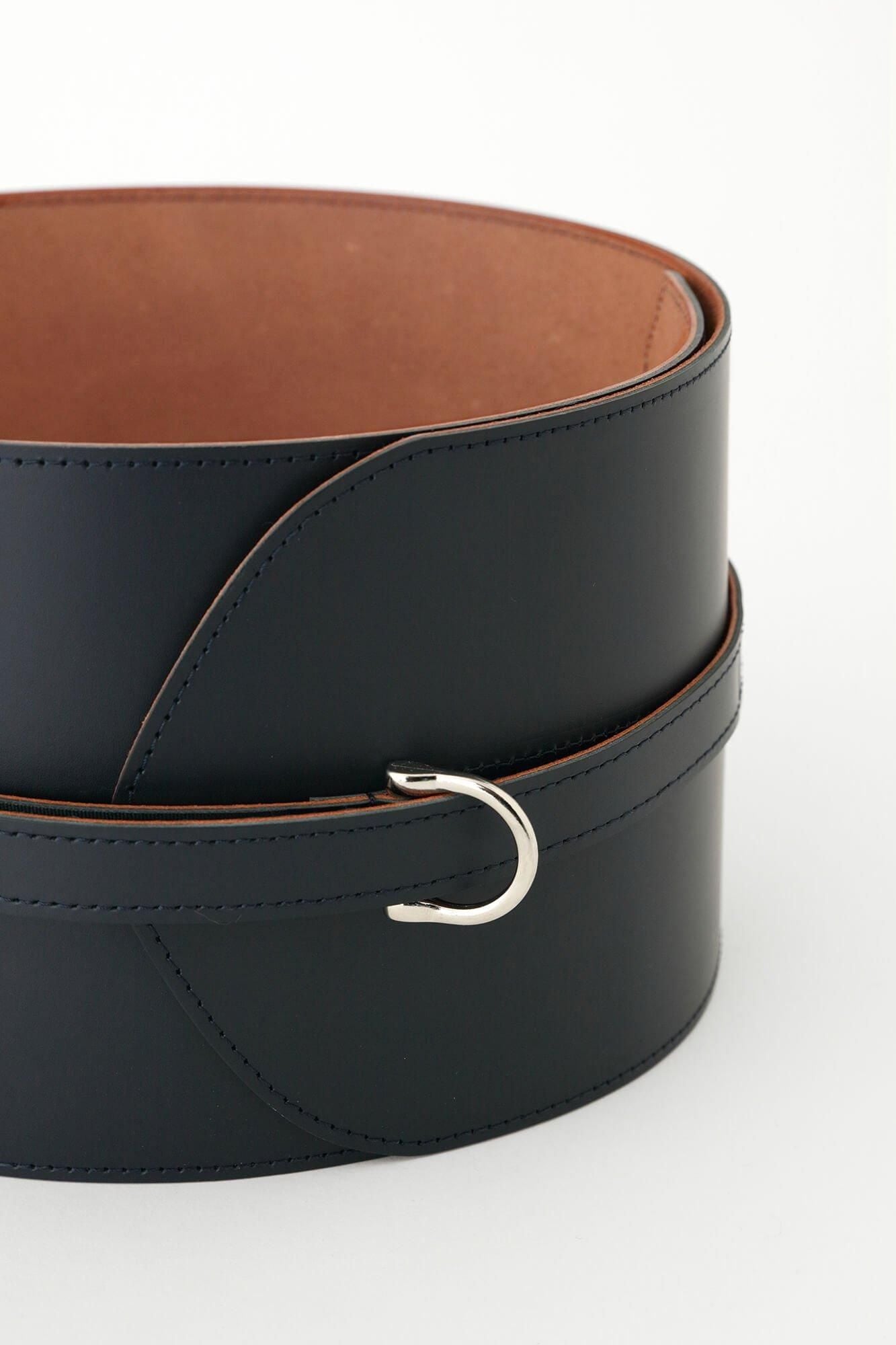 Leather Obi Belt / Dark Navy