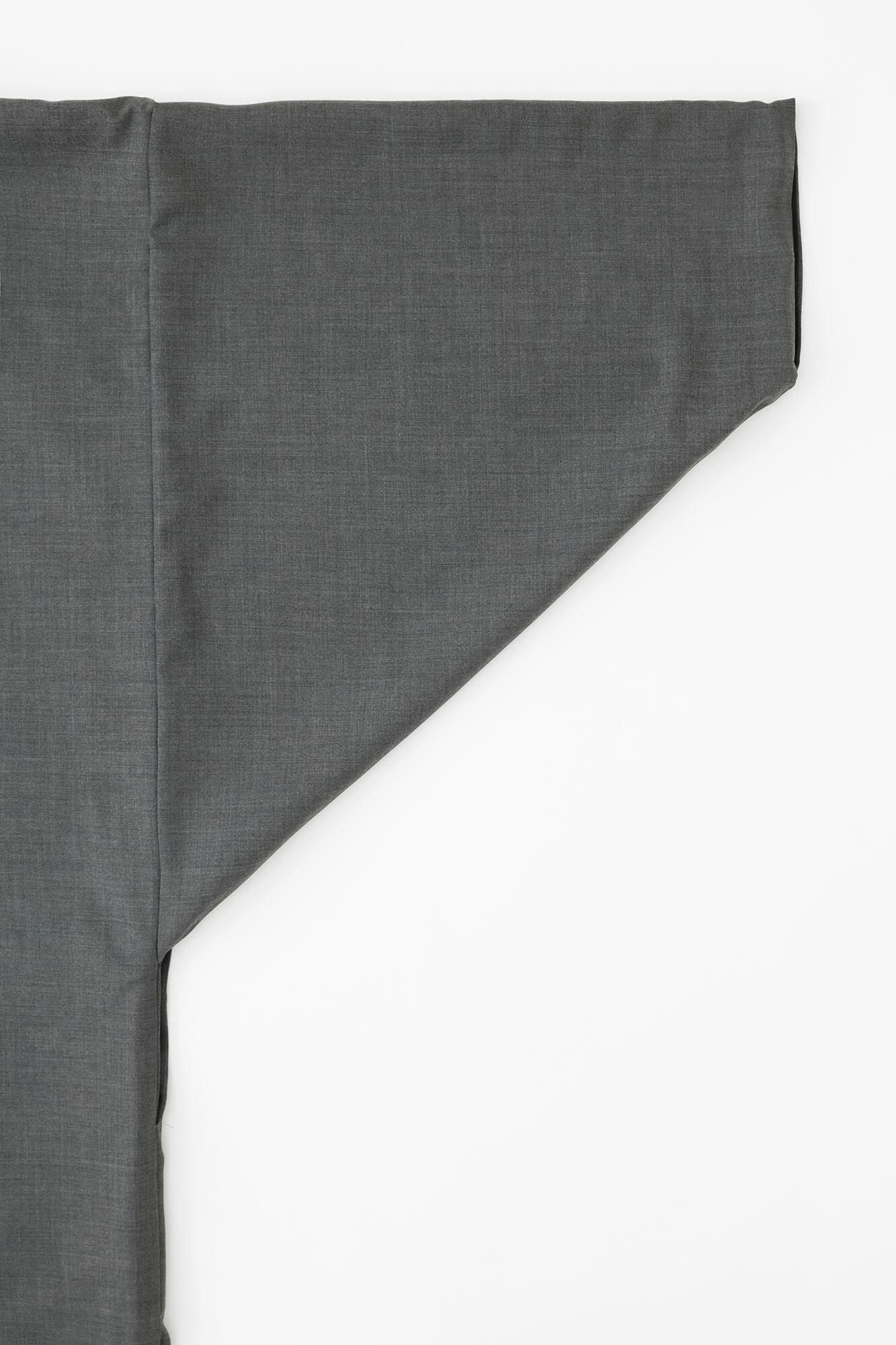 Reversible Combed Yarn × Muslin Wool Triangular Sleeve Coat / Dark Grey × Hokusai The Great Wave off Kanagawa-Recreation