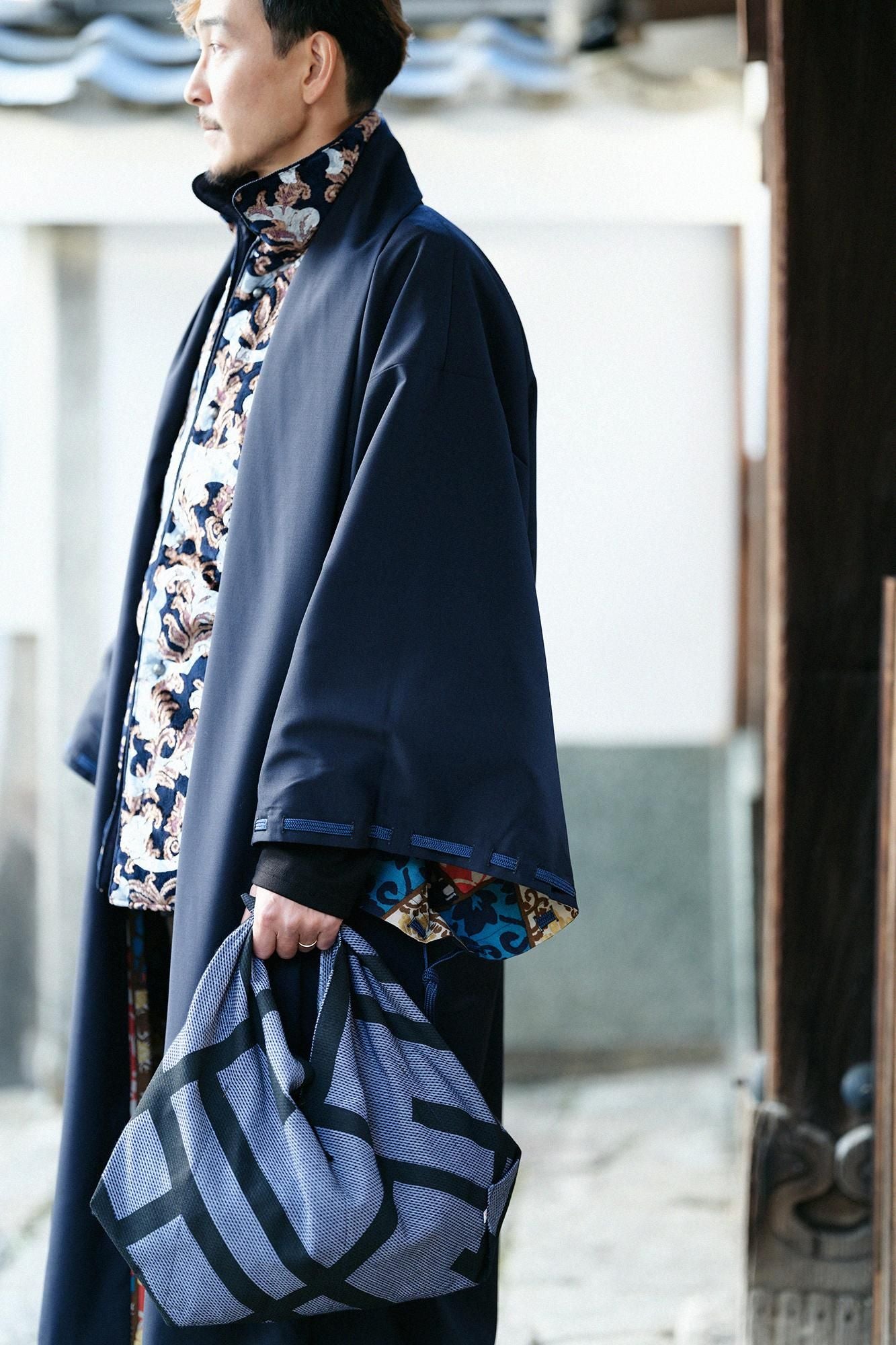 知多木棉 刺子繡 小巾折 穩 隨行袋/柵欄