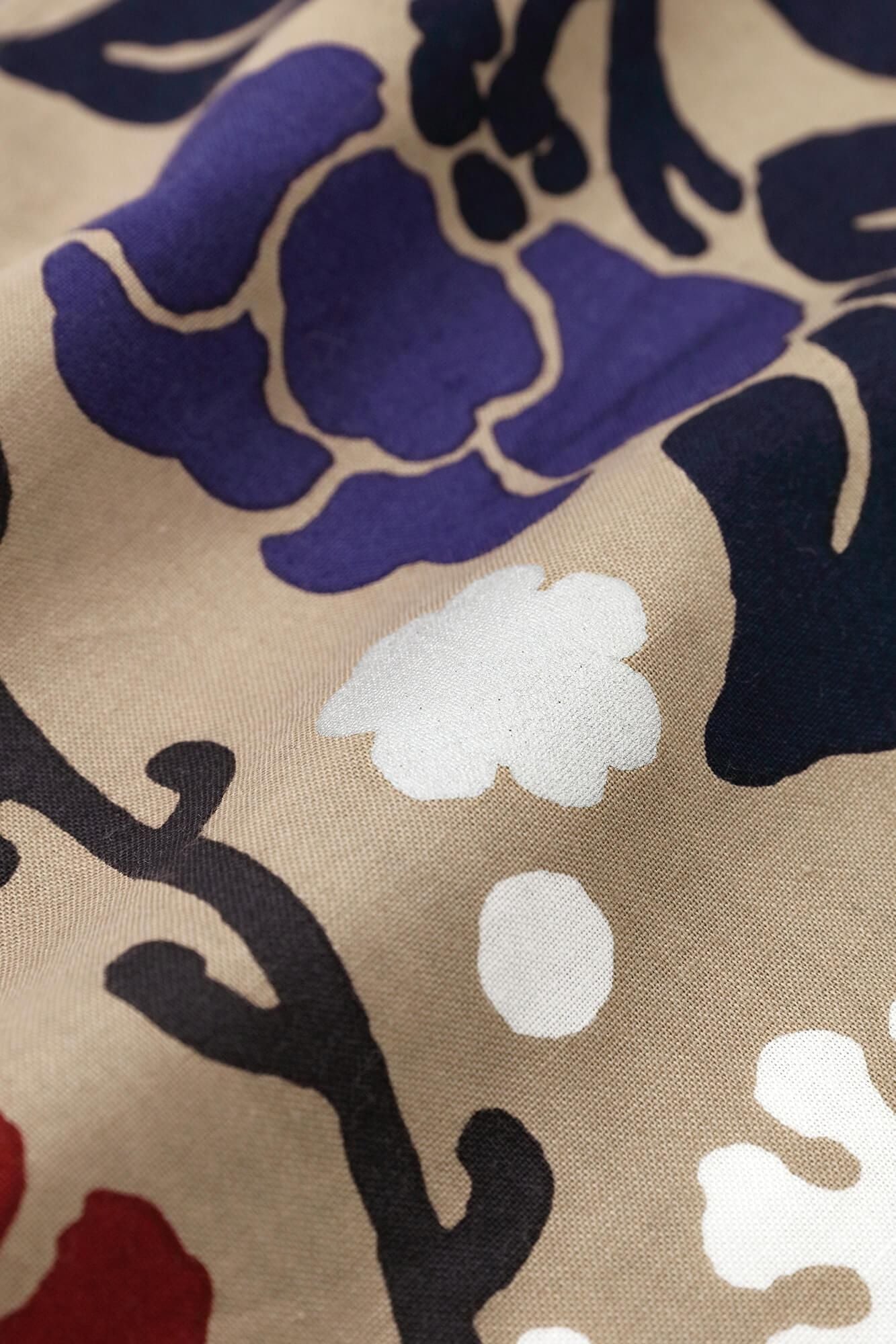 知多木綿 20/20 小巾折 穏(こはばおり おだやか)/雪持柳(ゆきもちやなぎ)に椿(つばき)