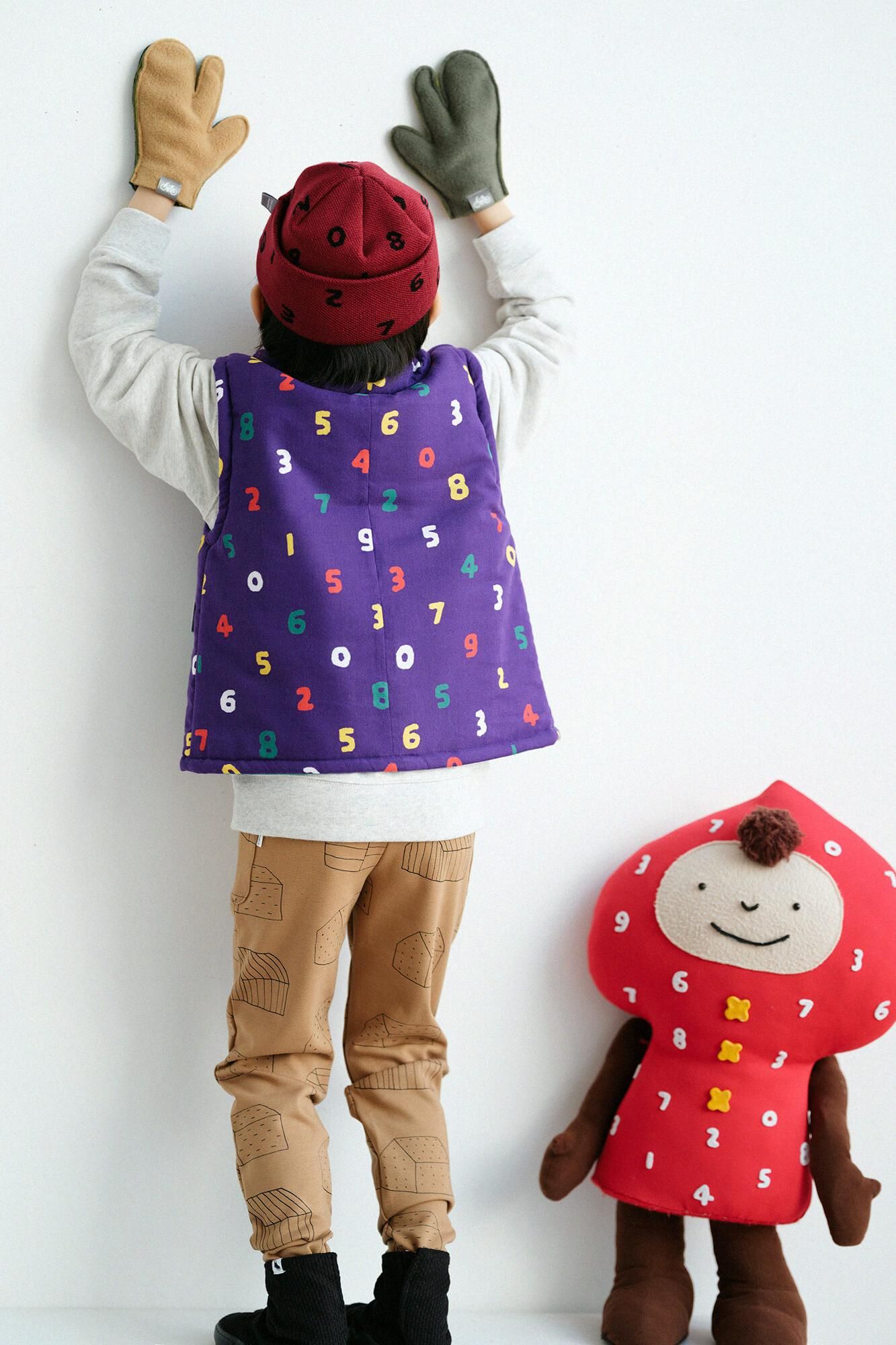 ●高密度棉針織 圖案細腿褲/家 聚落 黃土色