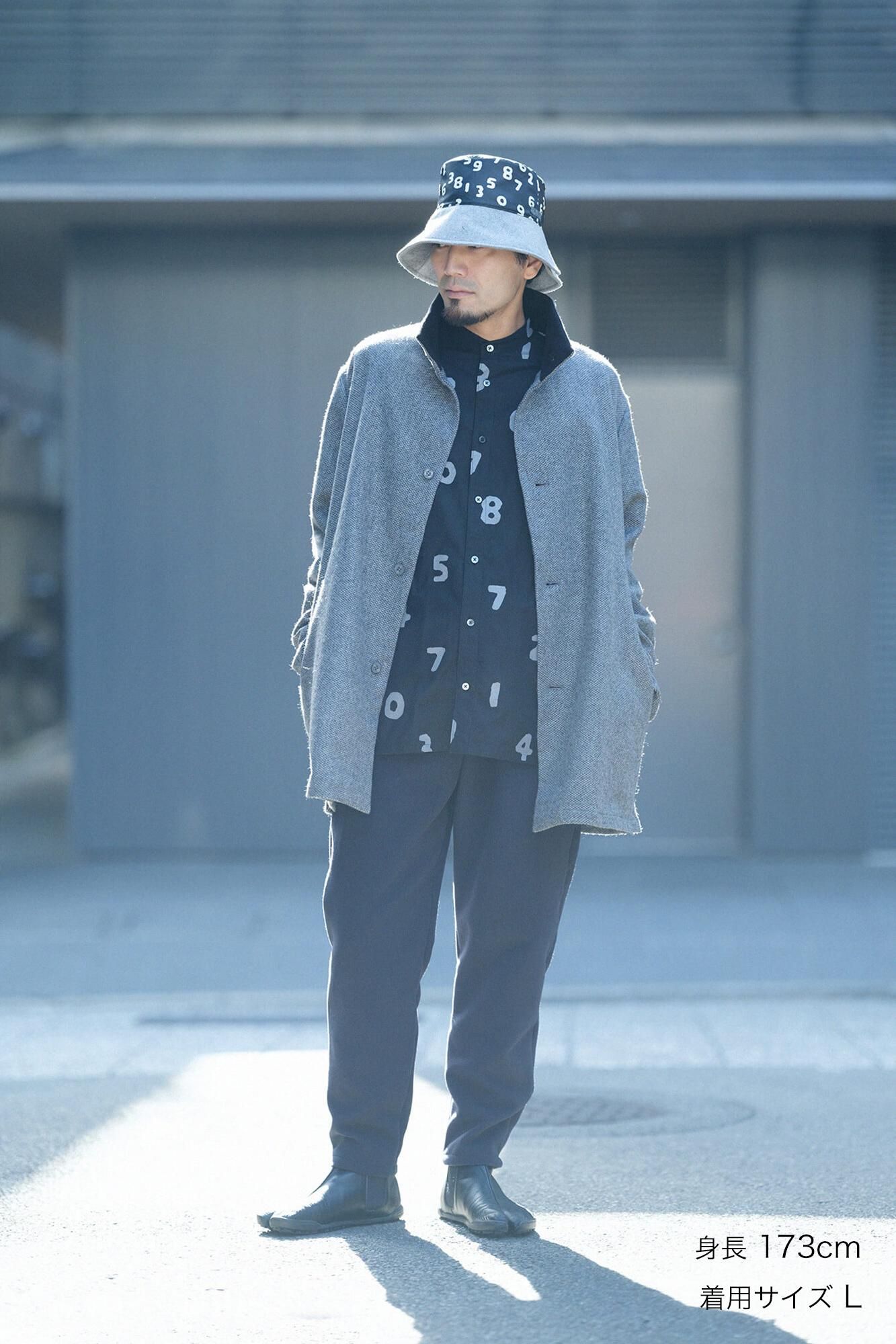 Bishu Tweed Twill Weave Stand Collar Short Coat/Dark Grey(Nibiiro)×Life in the Forest