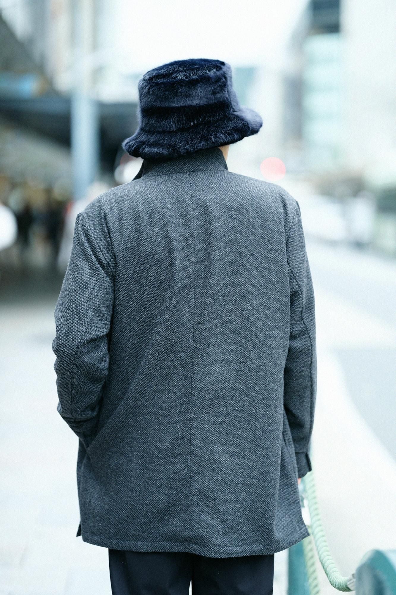 【預購】尾州緹花 斜紋織 立領短外套/墨色×SO-SU-U十數(※預計於12月9日左右發貨)