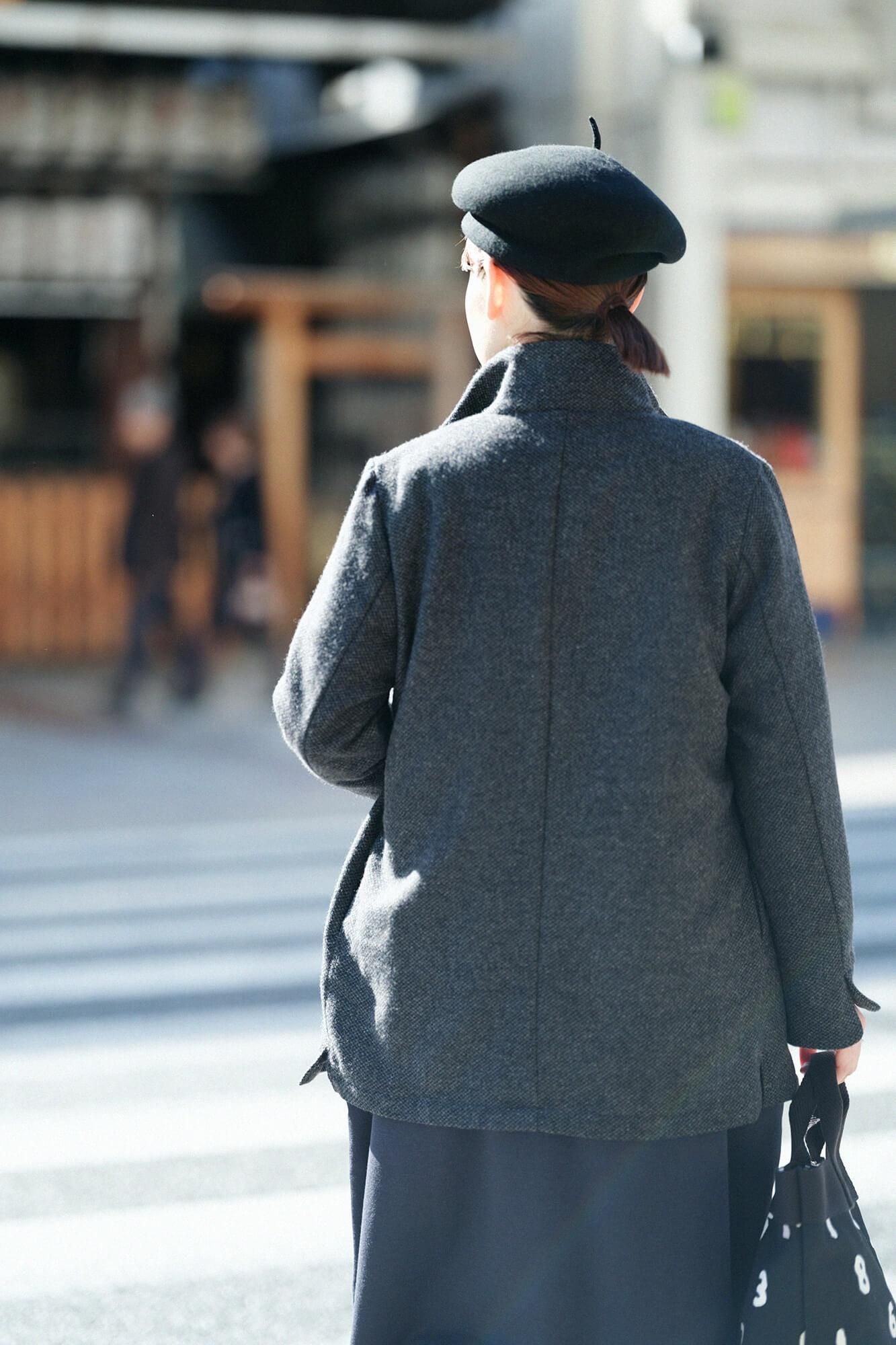 【預購】尾州緹花 斜紋織 立領短外套/墨色×SO-SU-U十數(※預計於12月9日左右發貨)