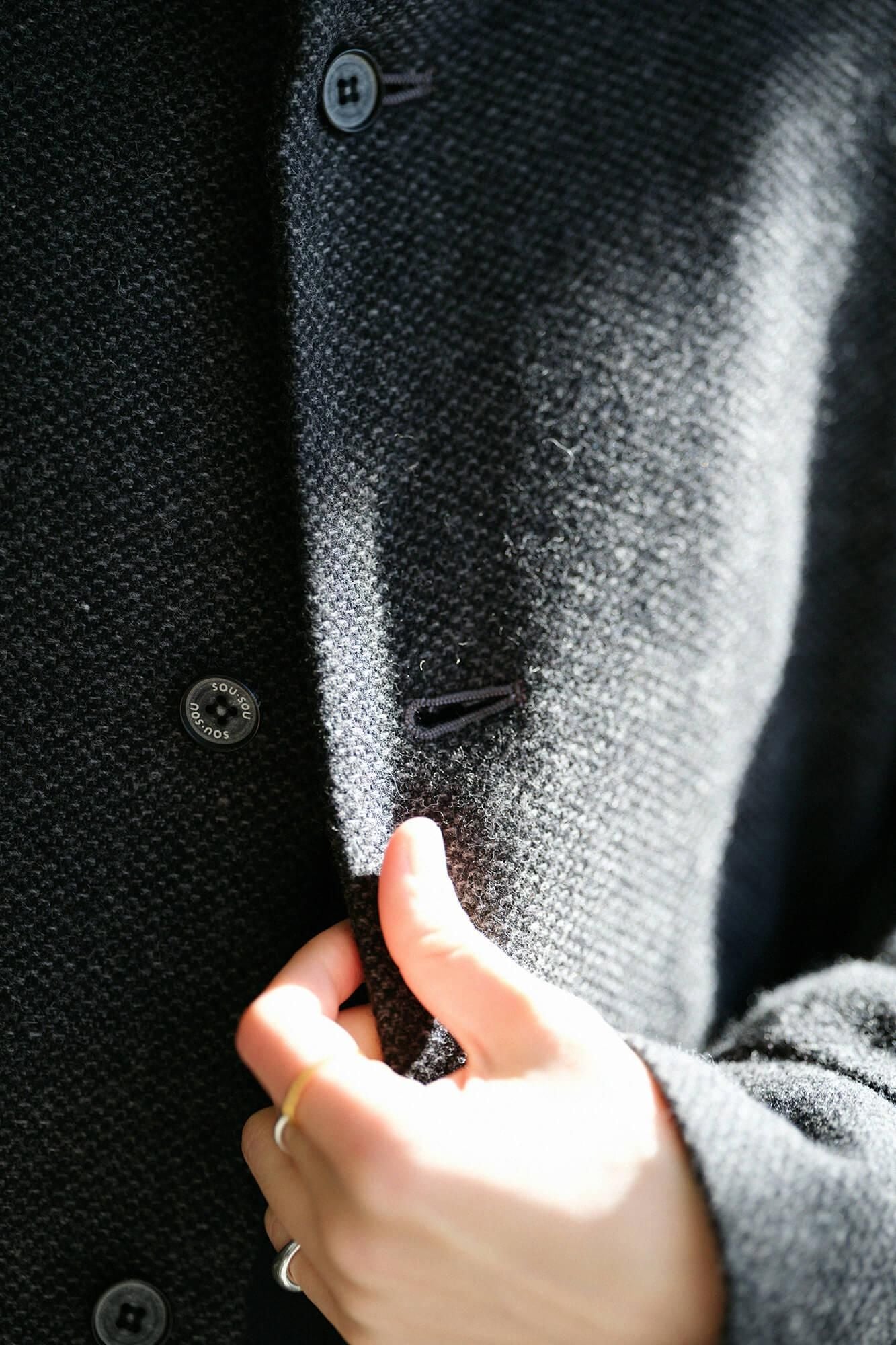 【預購】尾州緹花 斜紋織 立領短外套/墨色×SO-SU-U十數(※預計於12月9日左右發貨)