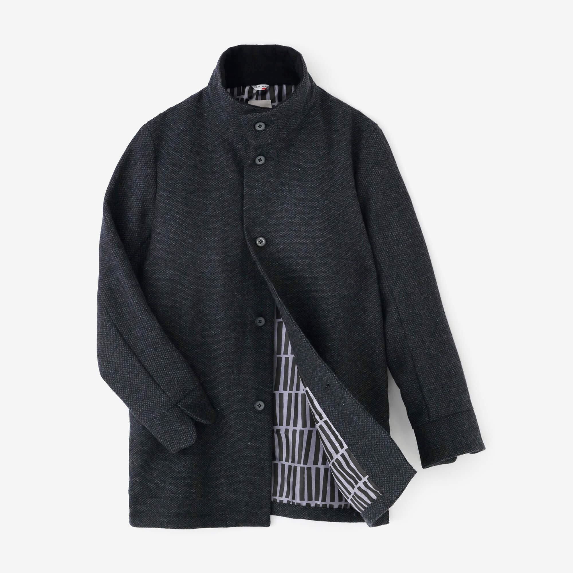 【預購】【net限定】尾州緹花 斜紋織 立領短外套/青墨色×拍子木(※預計於12月9日左右發貨)